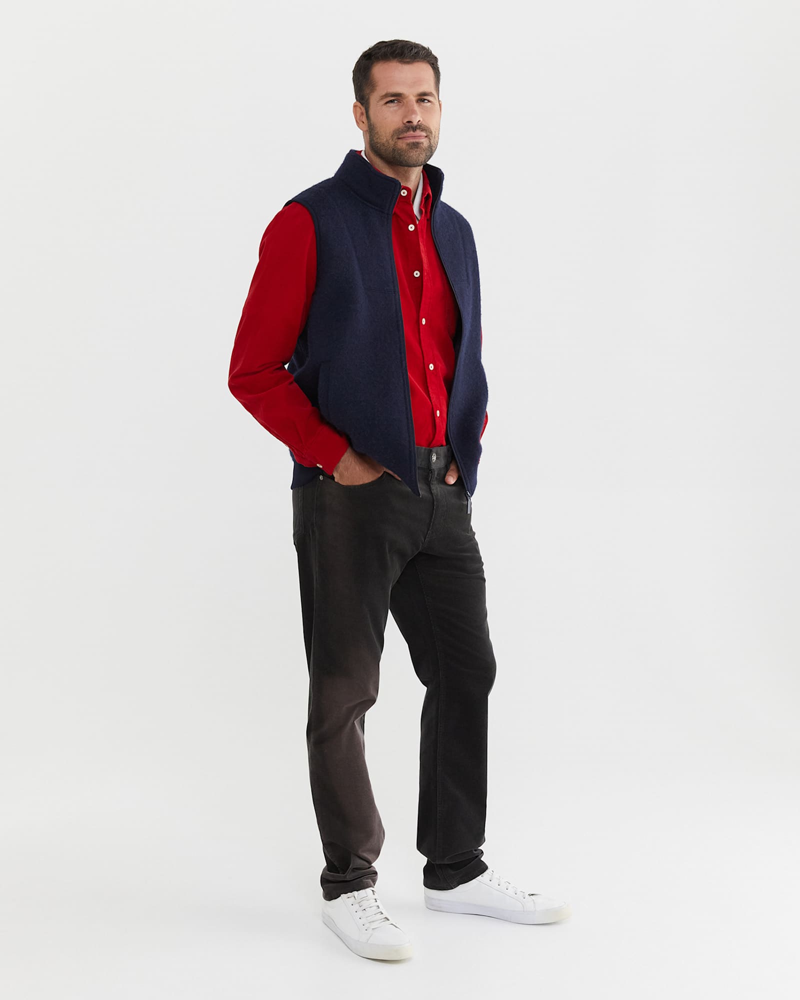 Griffiths Cord Regular Shirt in CRIMSON