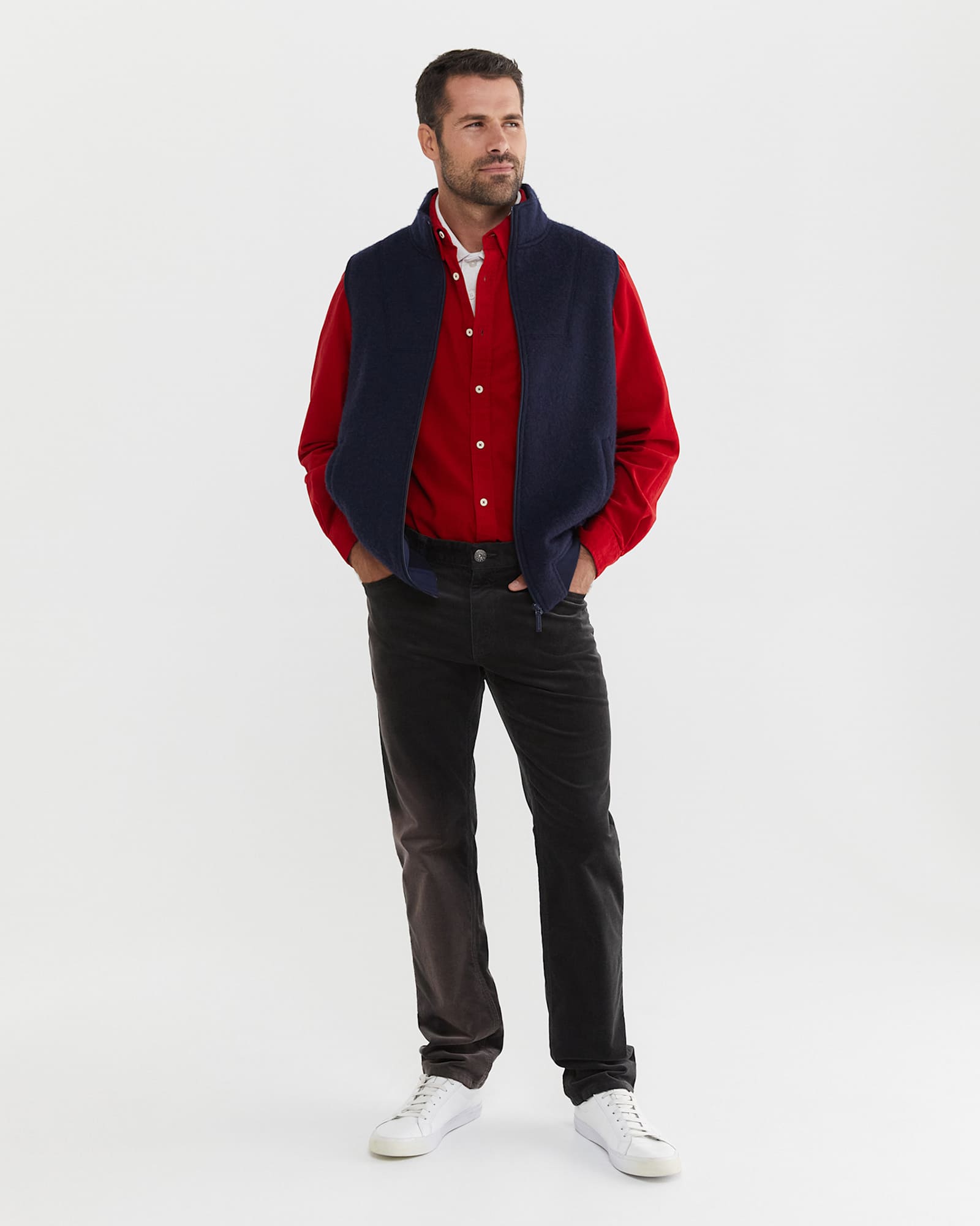 Griffiths Cord Regular Shirt in CRIMSON