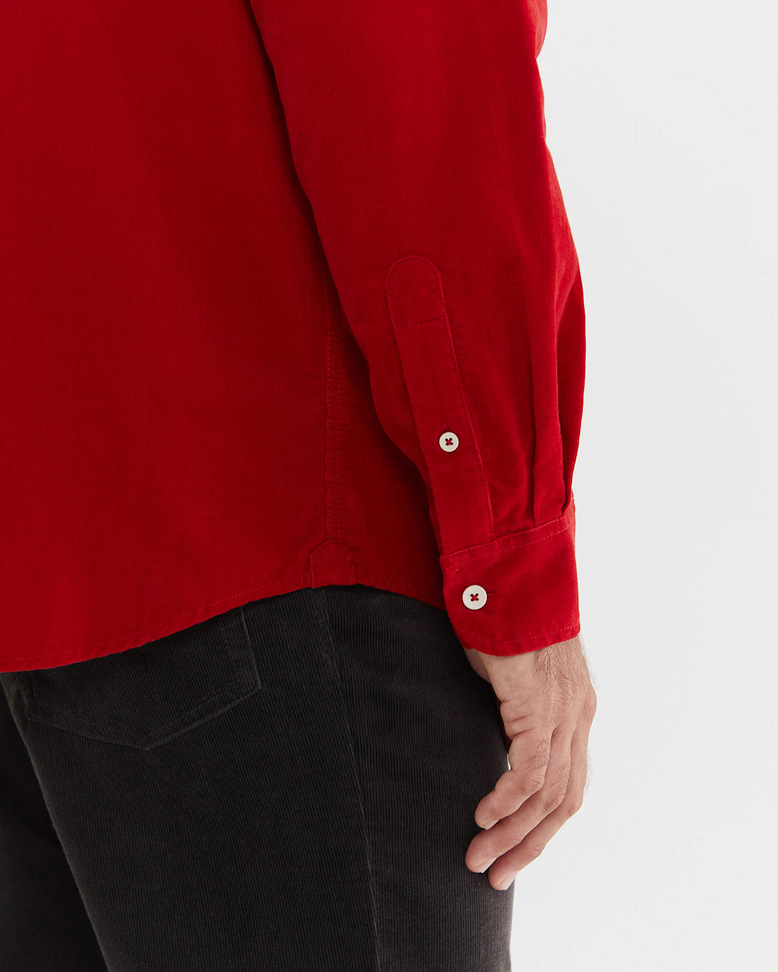 Griffiths Cord Regular Shirt in CRIMSON