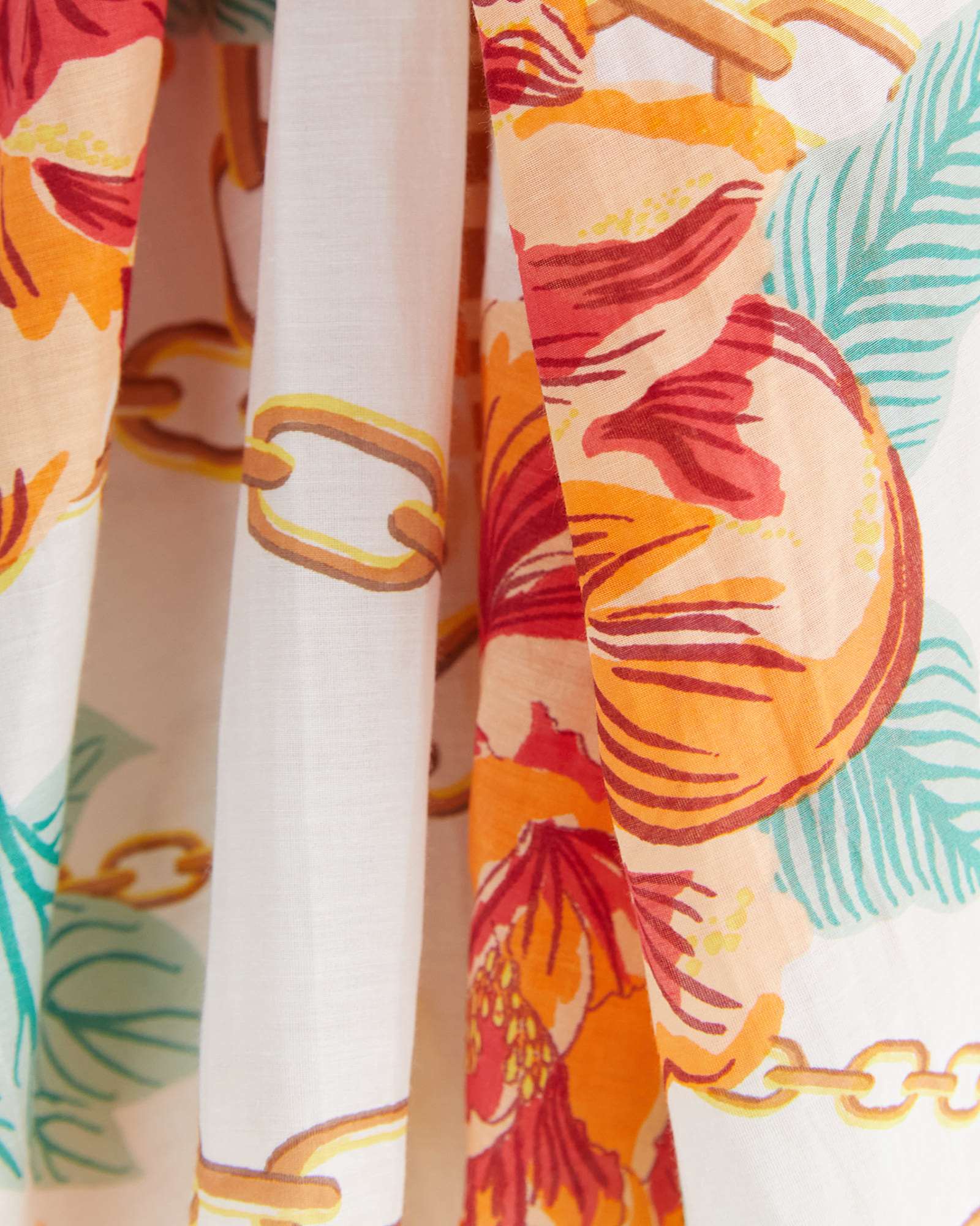 Peony Cotton Silk Scarf in RED MULTI