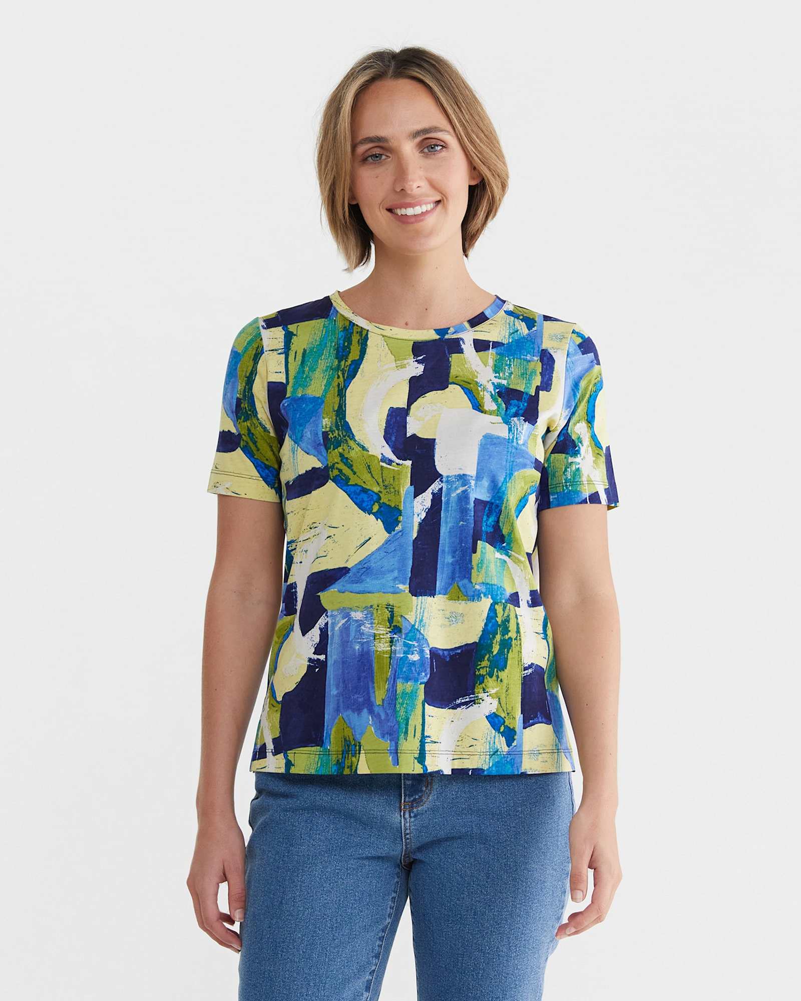Matera Mercerised Tee in BLUE MULTI