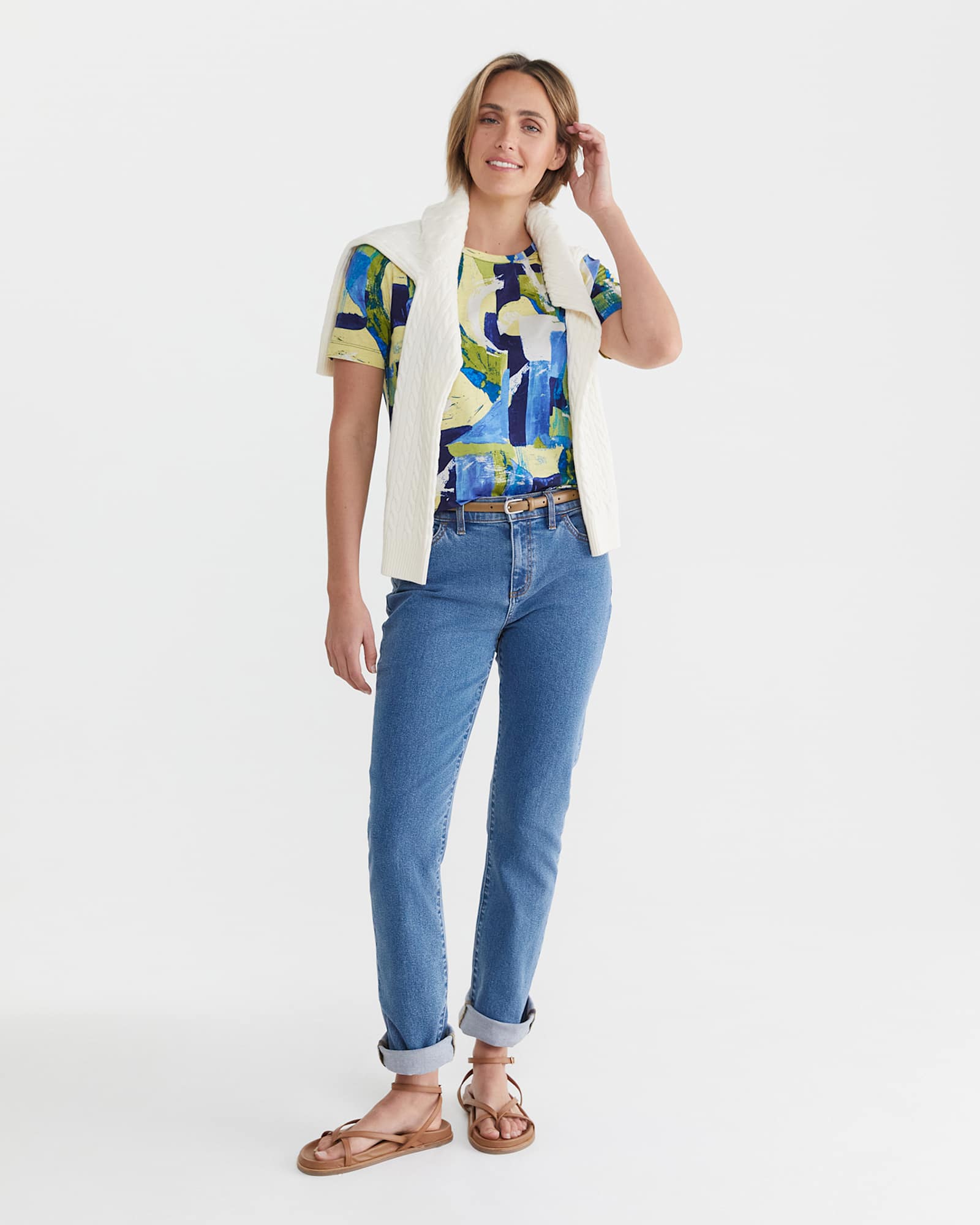 Matera Mercerised Tee in BLUE MULTI