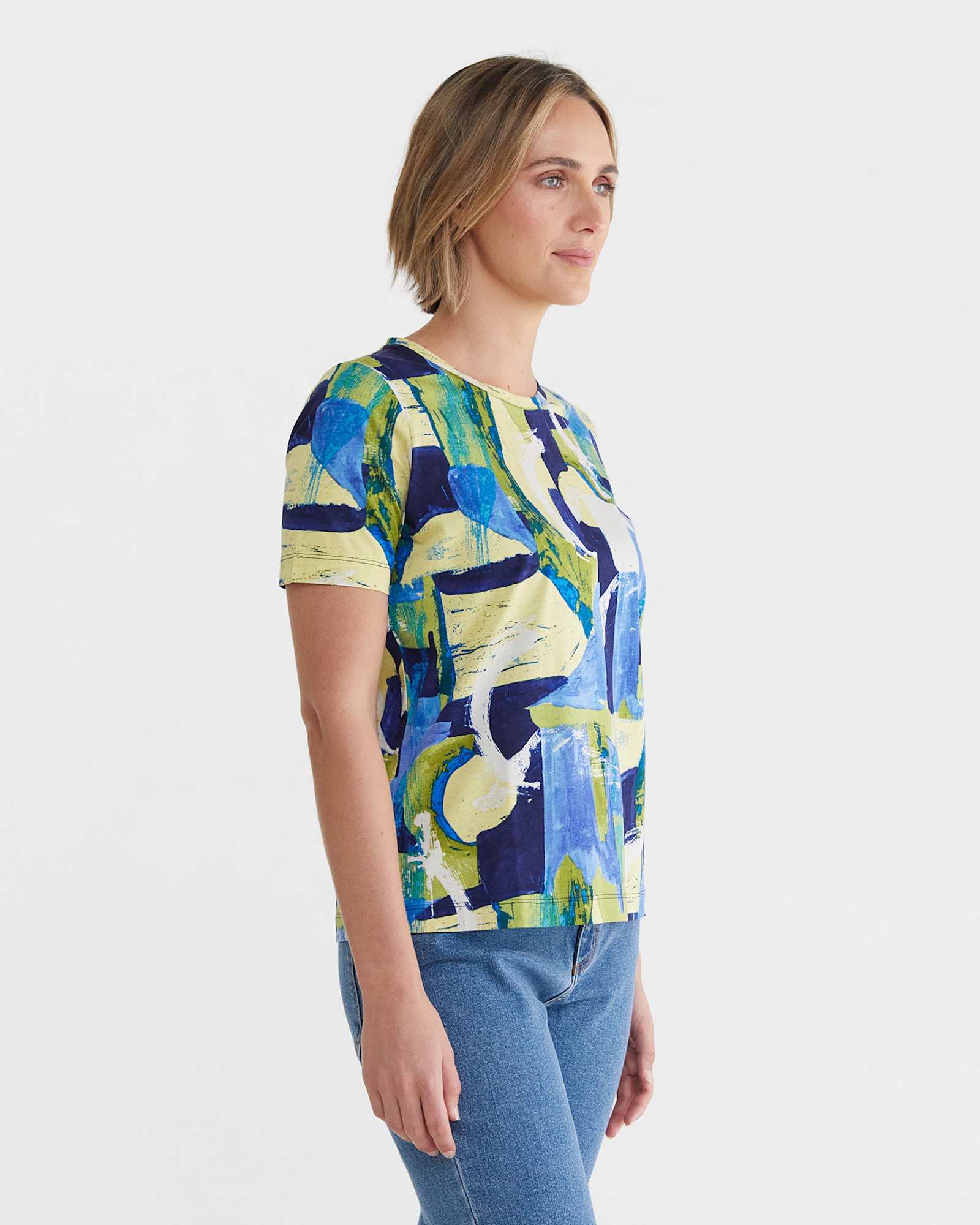 Matera Mercerised Tee in BLUE MULTI