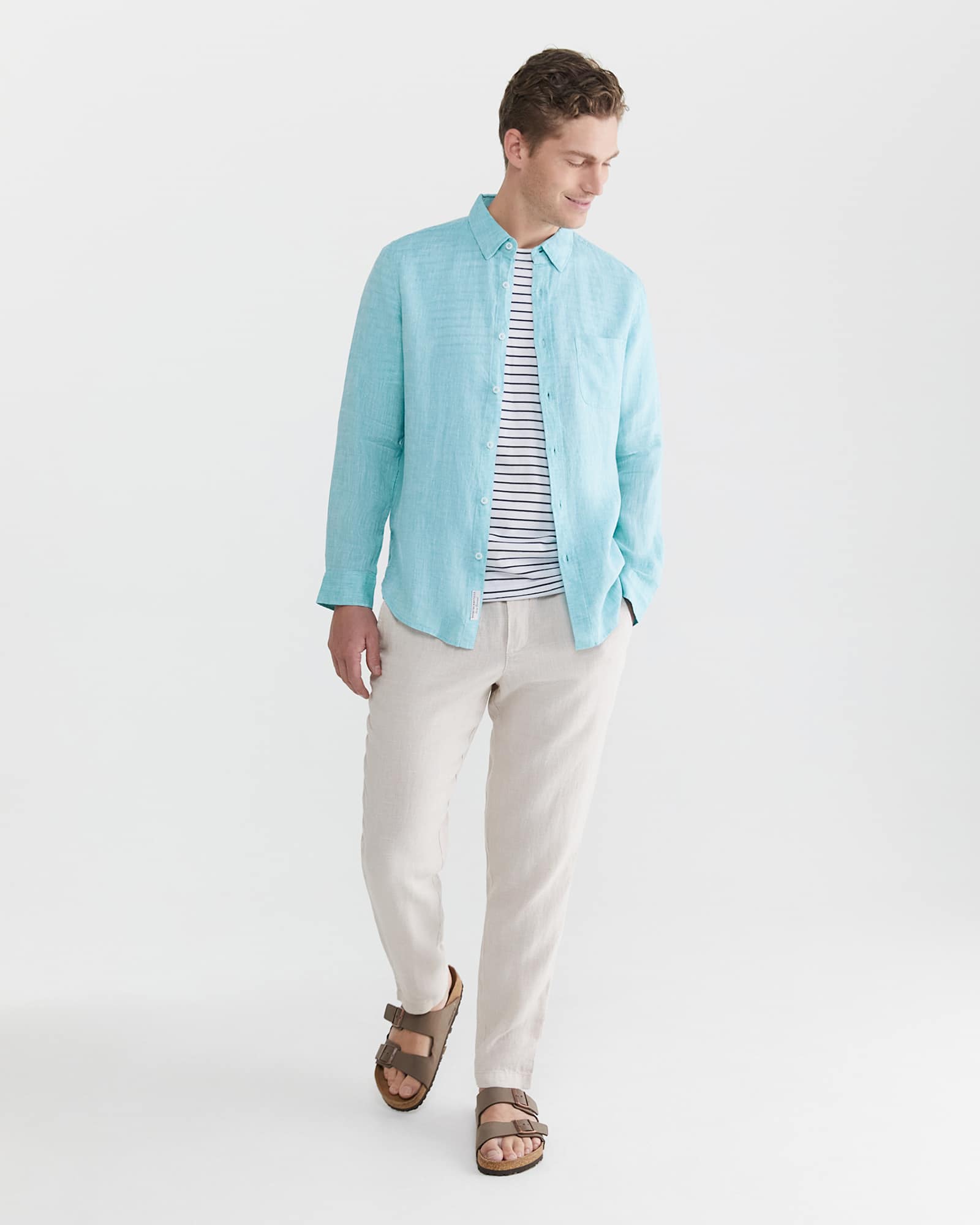 Yard Dyed Linen Shirt in TEAL