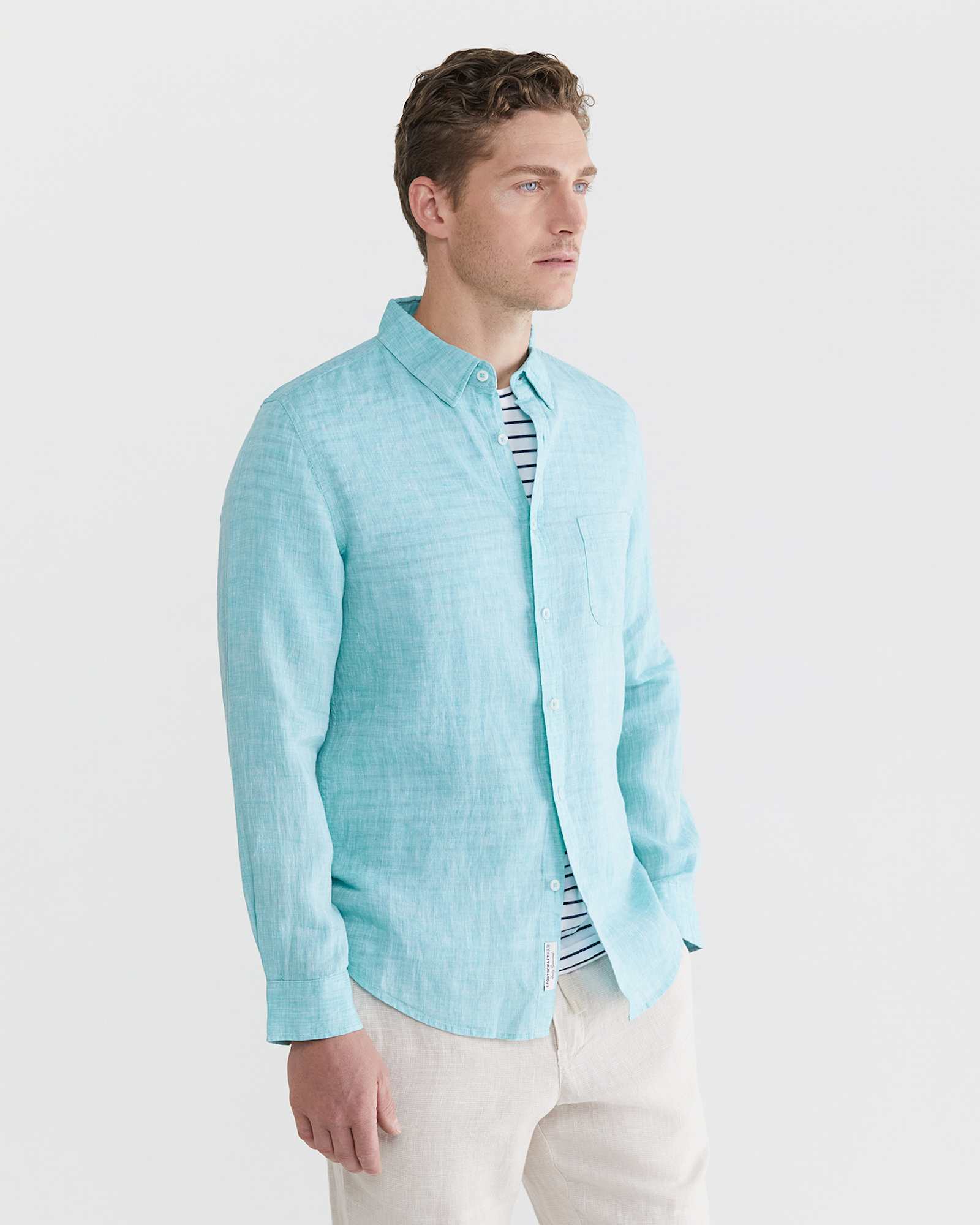 Yard Dyed Linen Shirt in TEAL