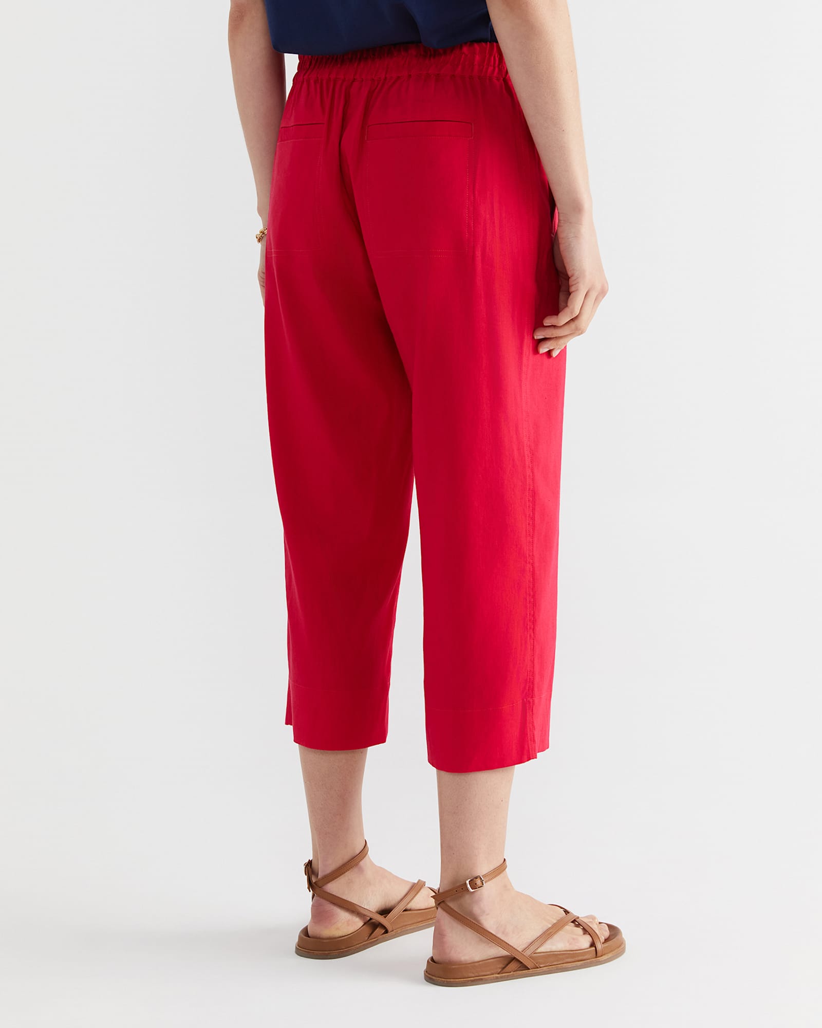 Rosa Crop Linen Pant in BRIGHT PINK