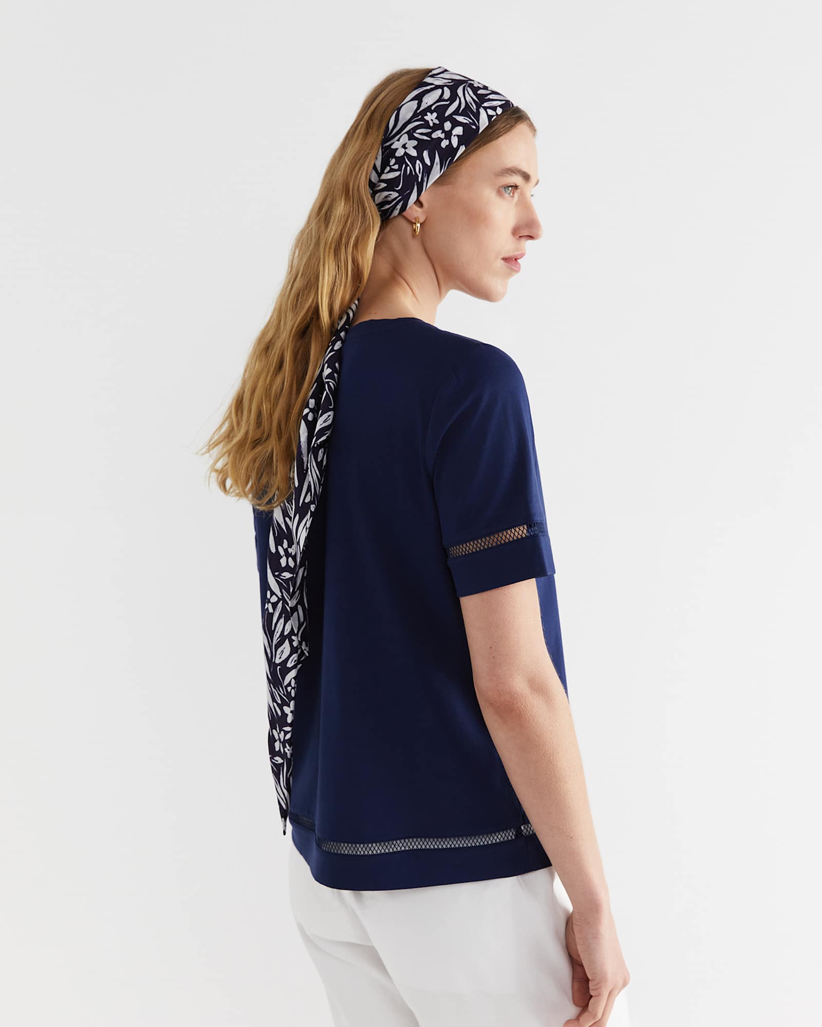 Farrah Silk Scarf in NAVY MULTI