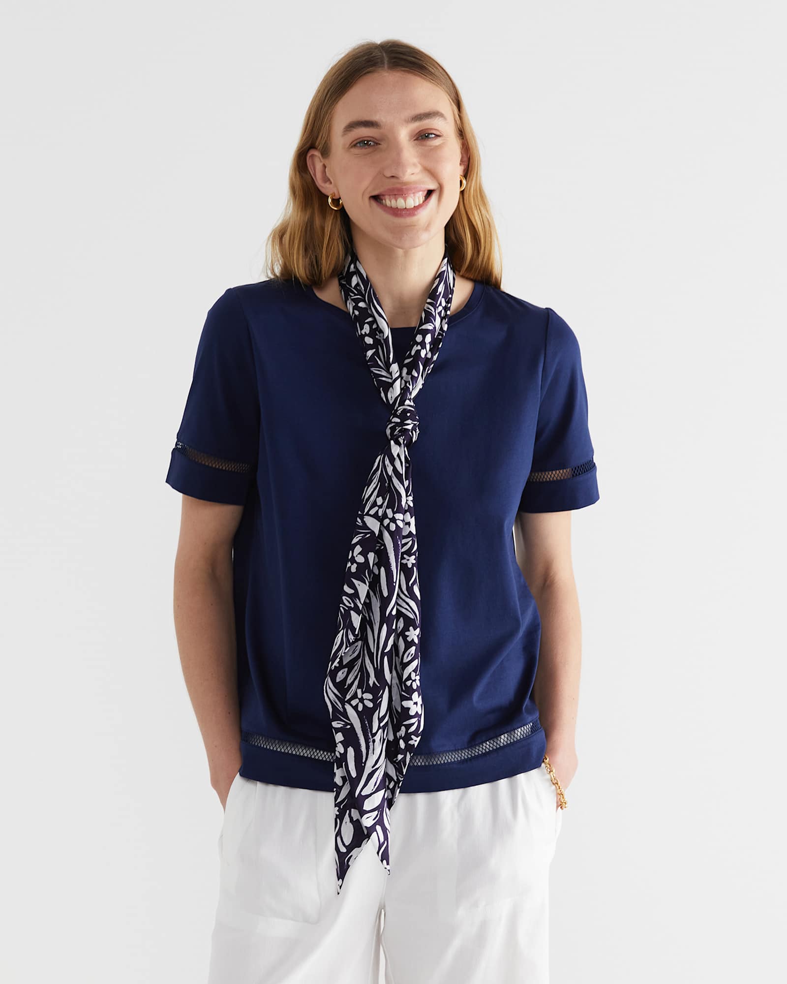 Farrah Silk Scarf in NAVY MULTI