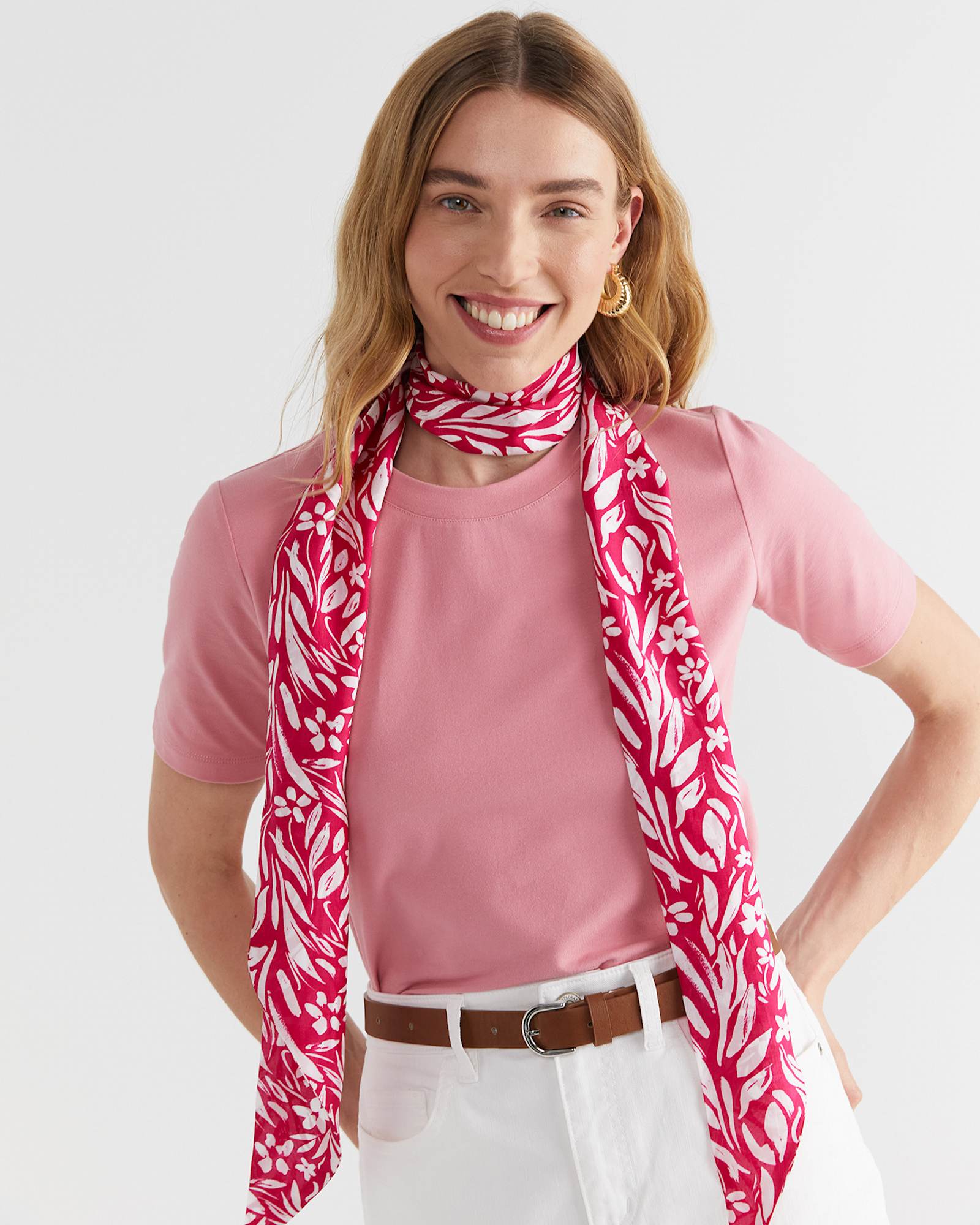 Farrah Silk Scarf in PINK MULTI