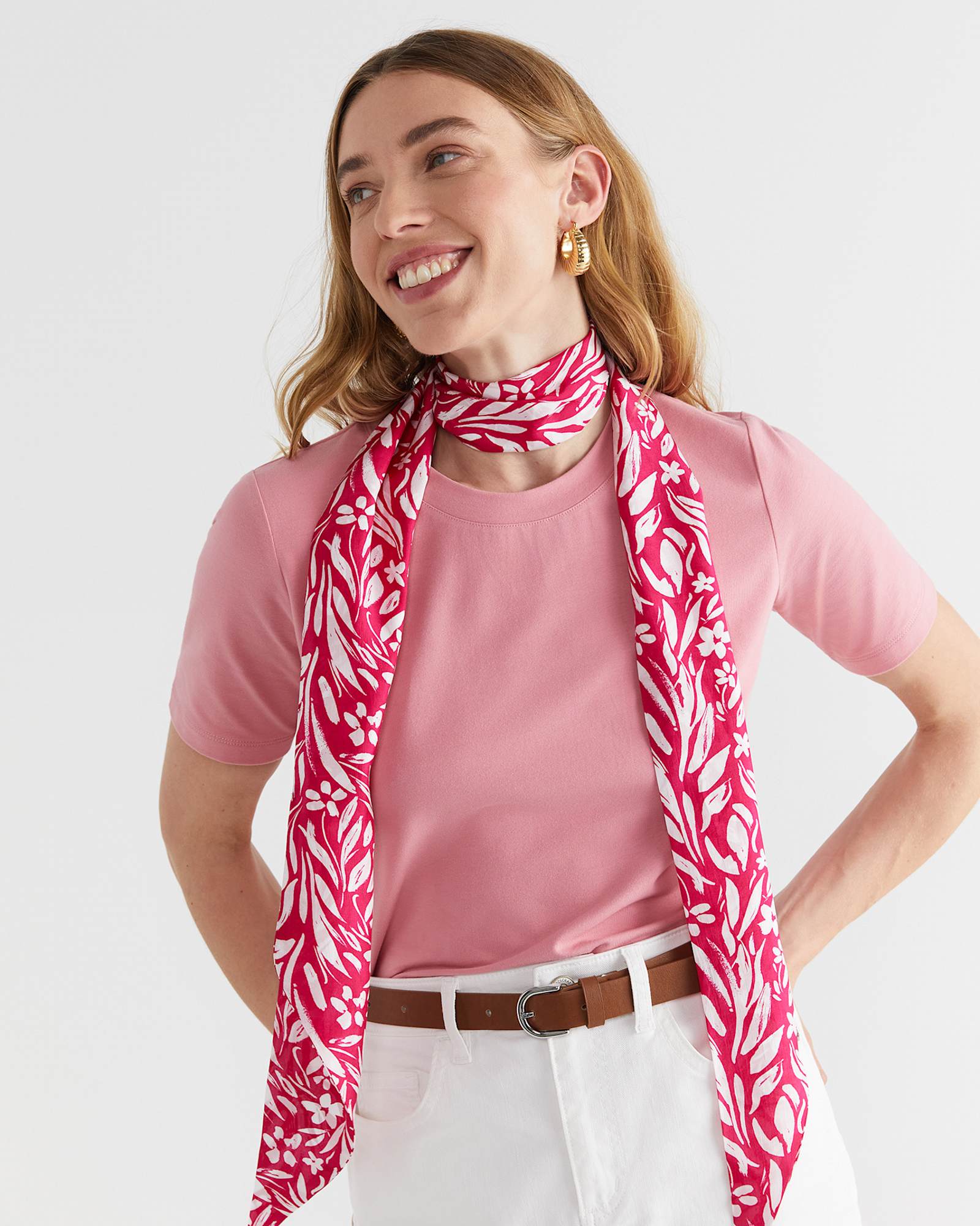 Farrah Silk Scarf in PINK MULTI