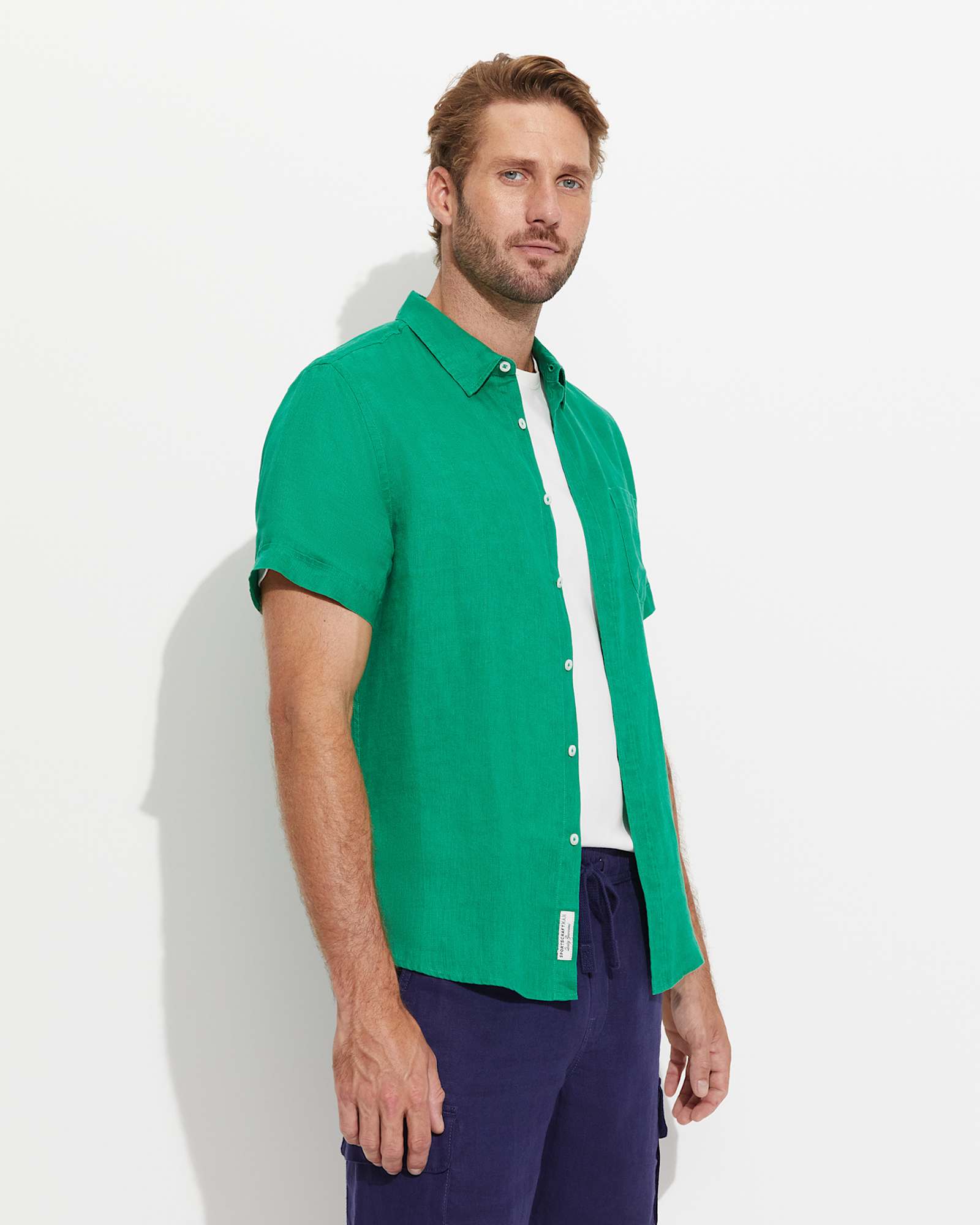 Linen Short Sleeve Shirt in JUNGLE
