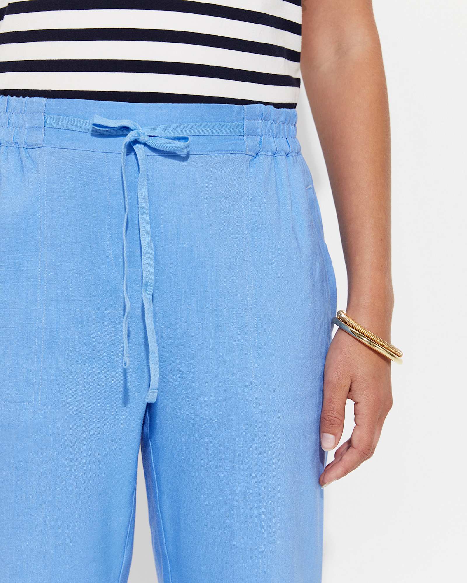 Rosa Crop Linen Pant in MOROCCAN BLUE