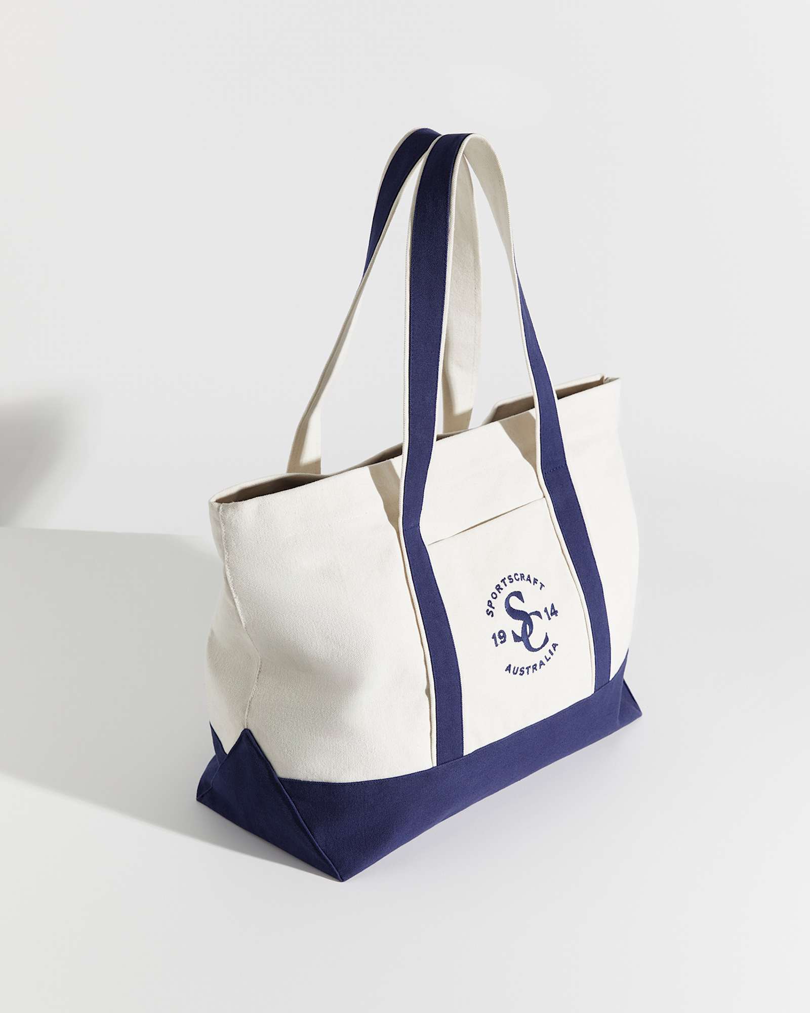 Club Sport Canvas Tote in ECRU/NAVY