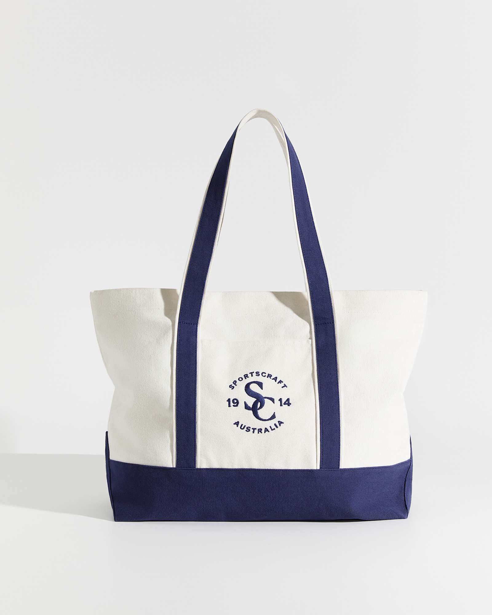 Club Sport Canvas Tote in ECRU/NAVY