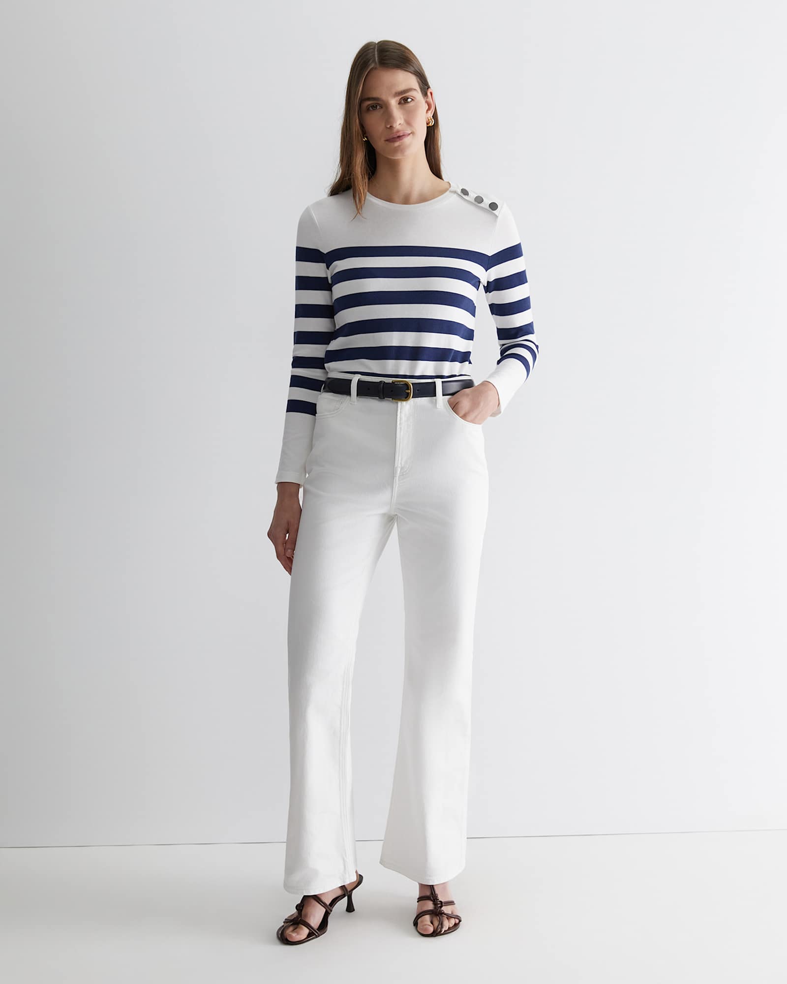 Britta Stripe Tee in NAVY/WHITE