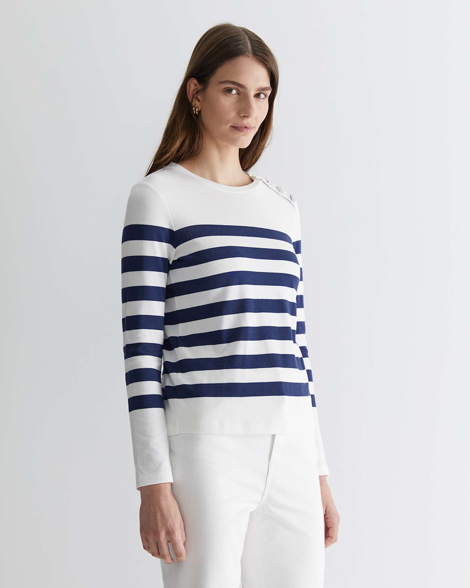 Britta Stripe Tee in NAVY/WHITE