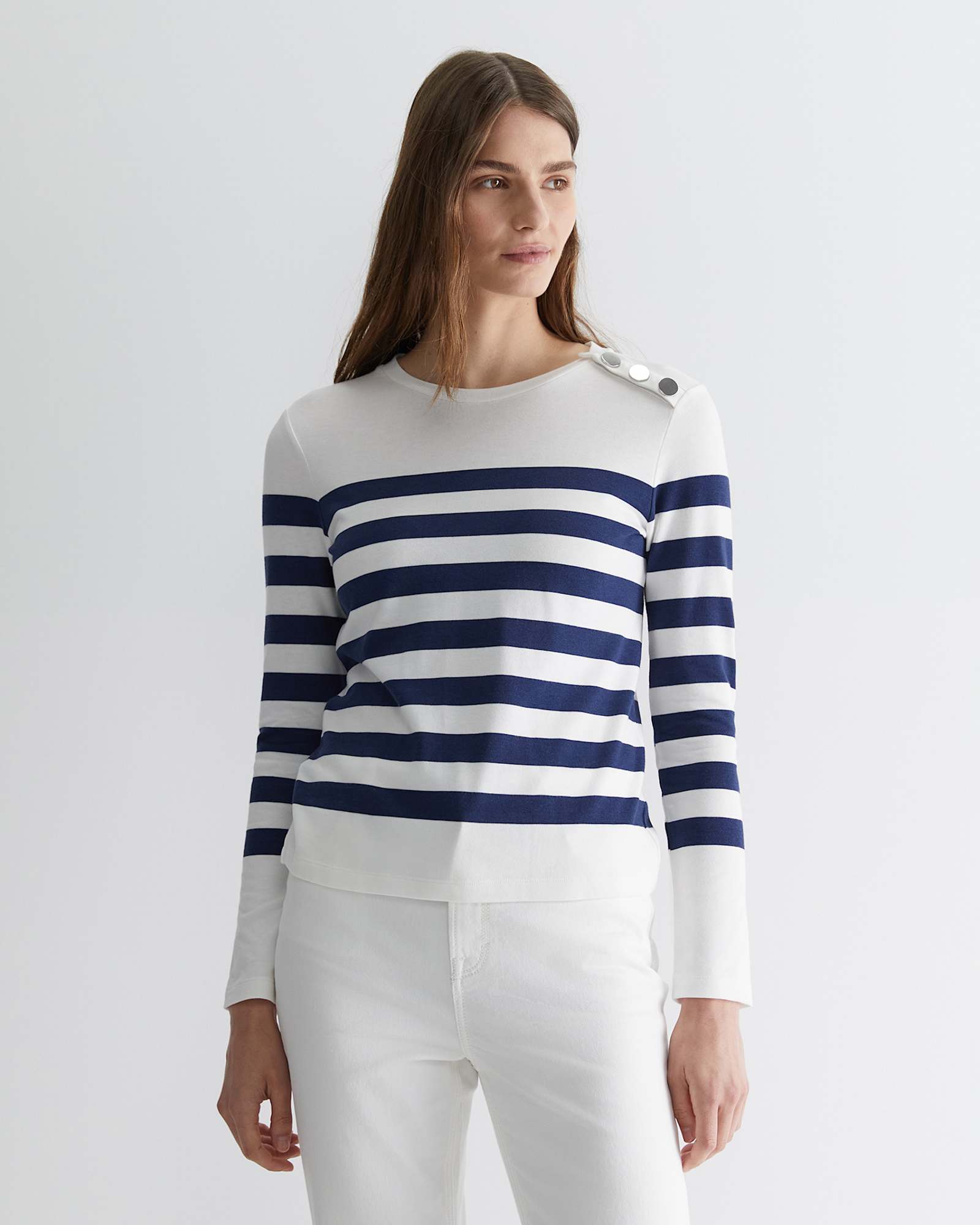 Britta Stripe Tee in NAVY/WHITE