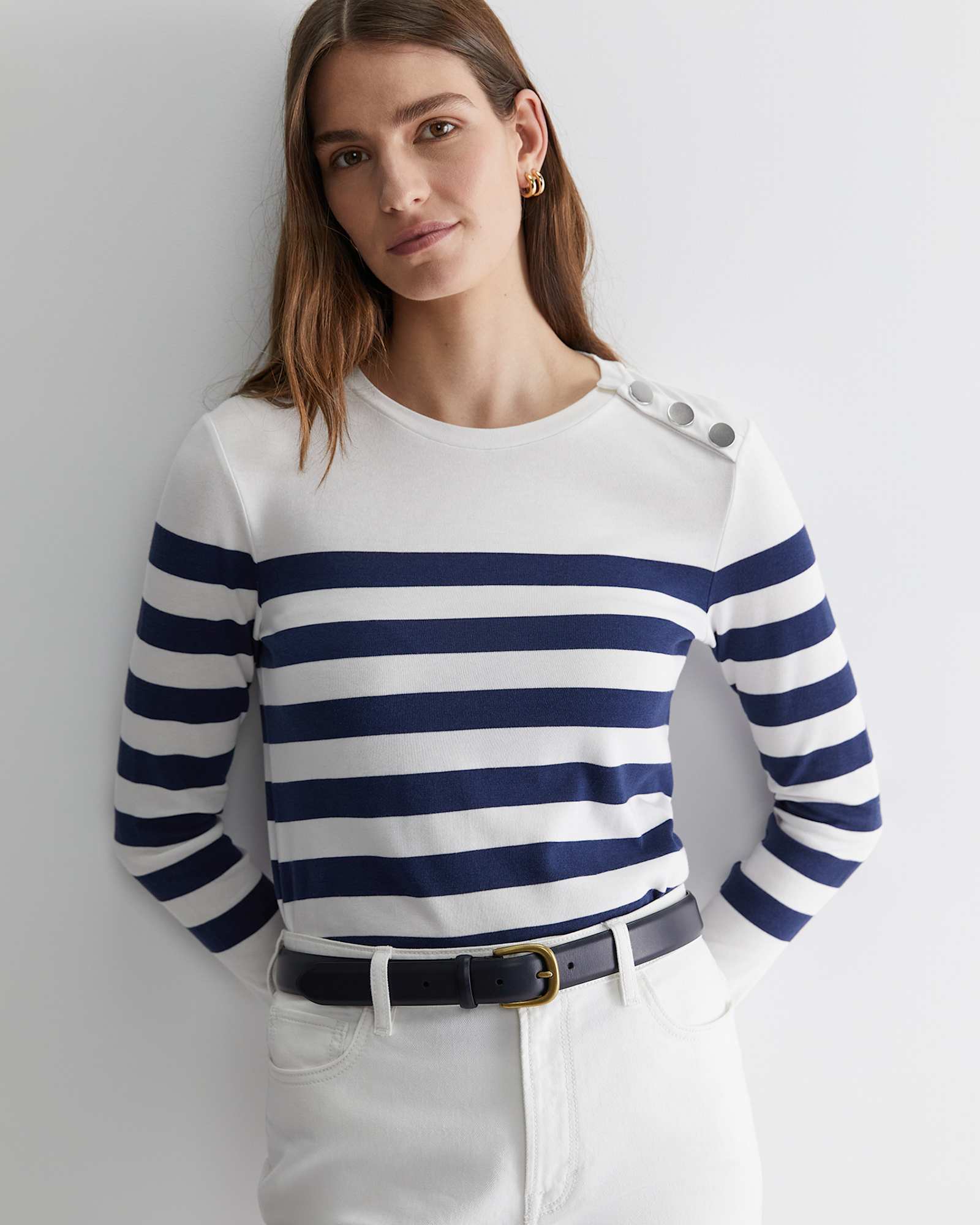 Britta Stripe Tee in NAVY/WHITE