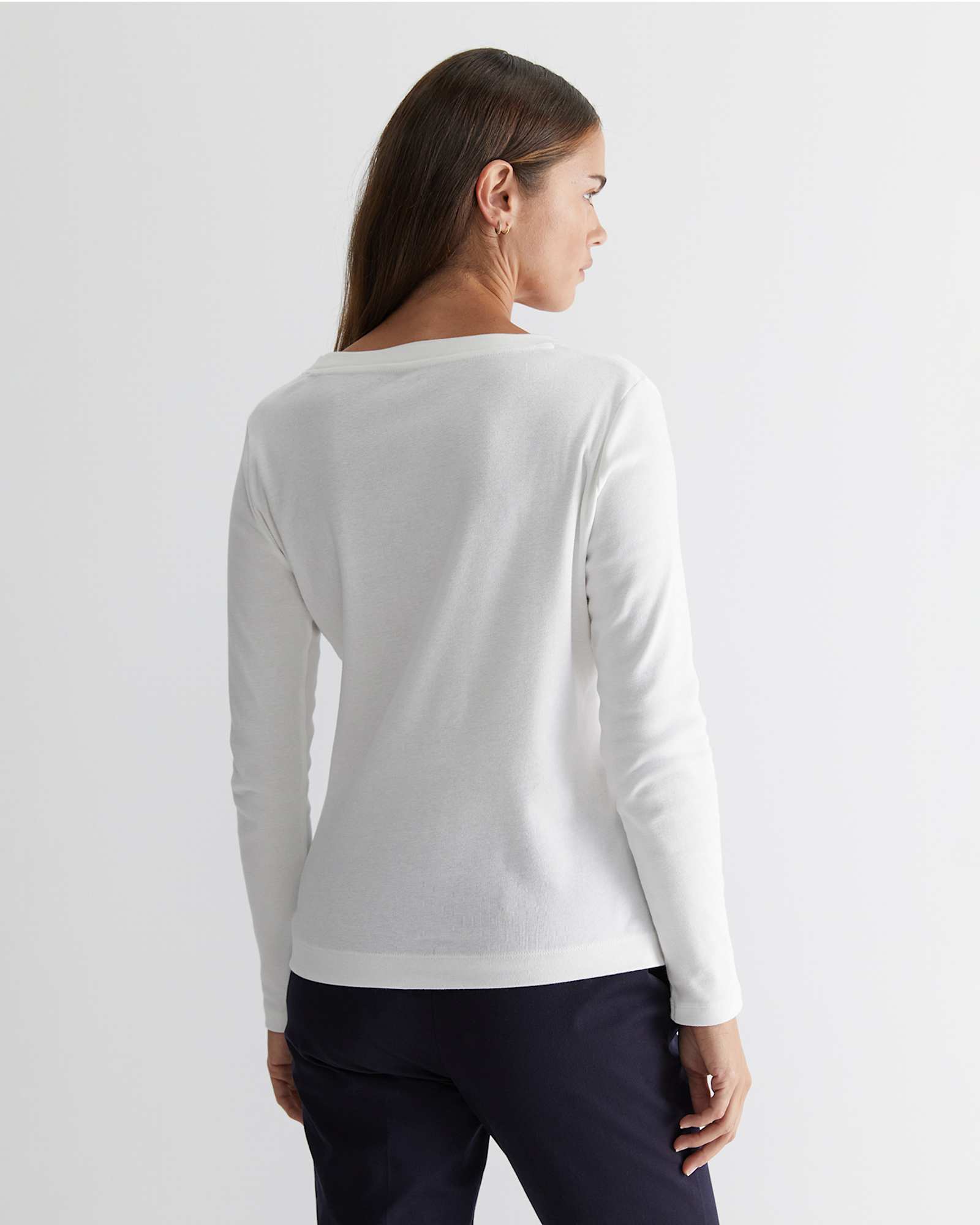 Heidi Long Sleeve Rib Tee in WHITE