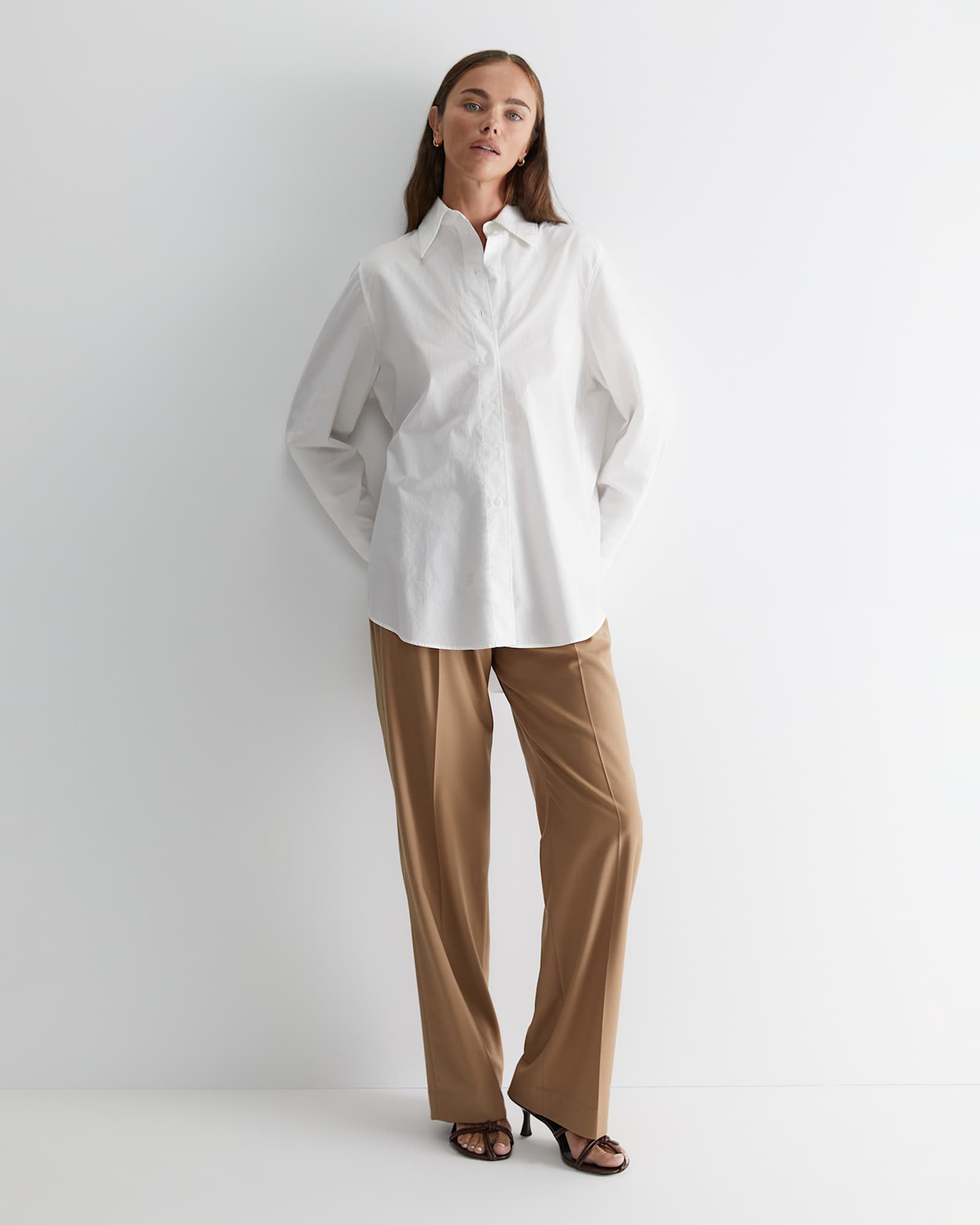 Portia Poplin Cotton Shirt in WHITE