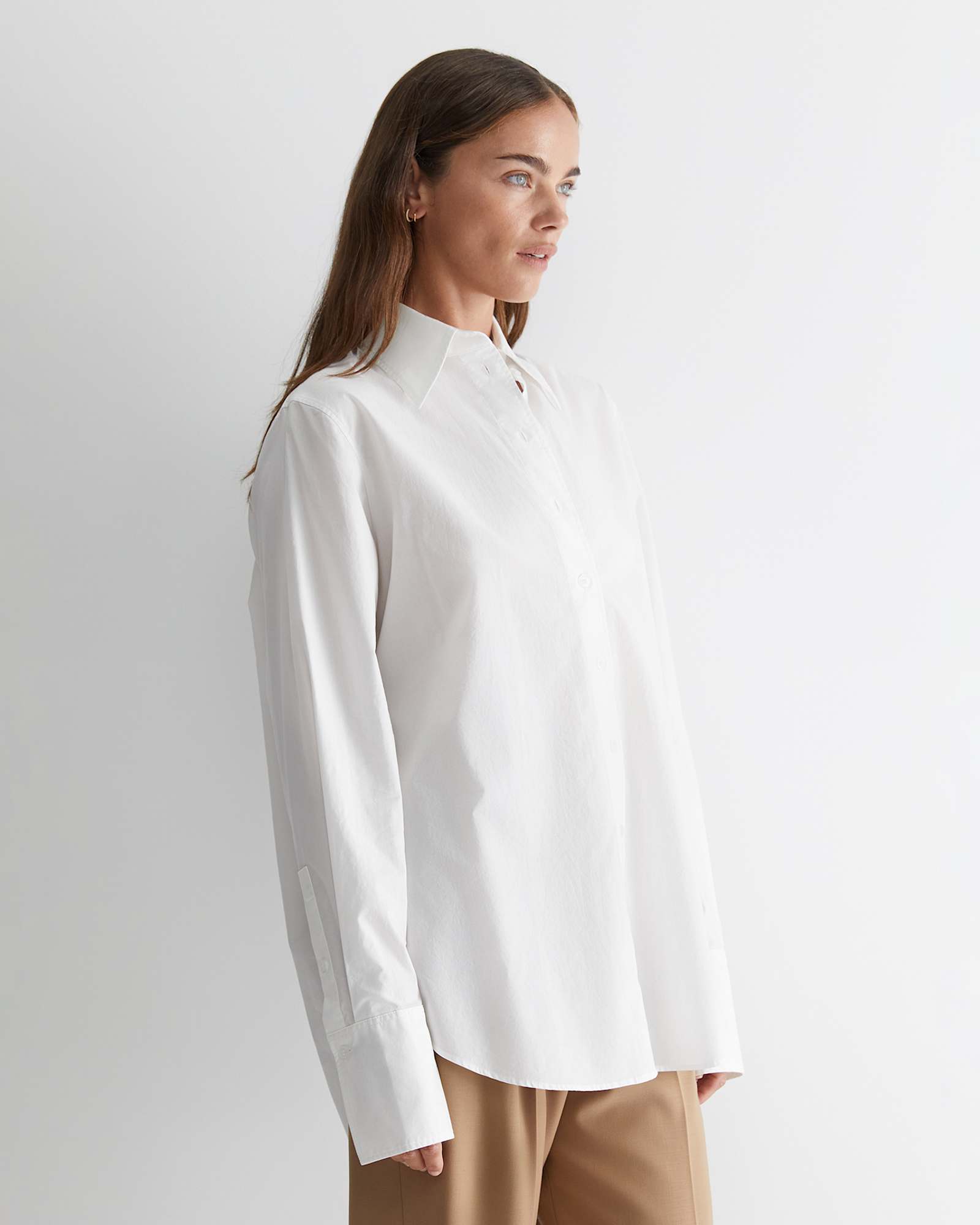 Portia Poplin Cotton Shirt in WHITE