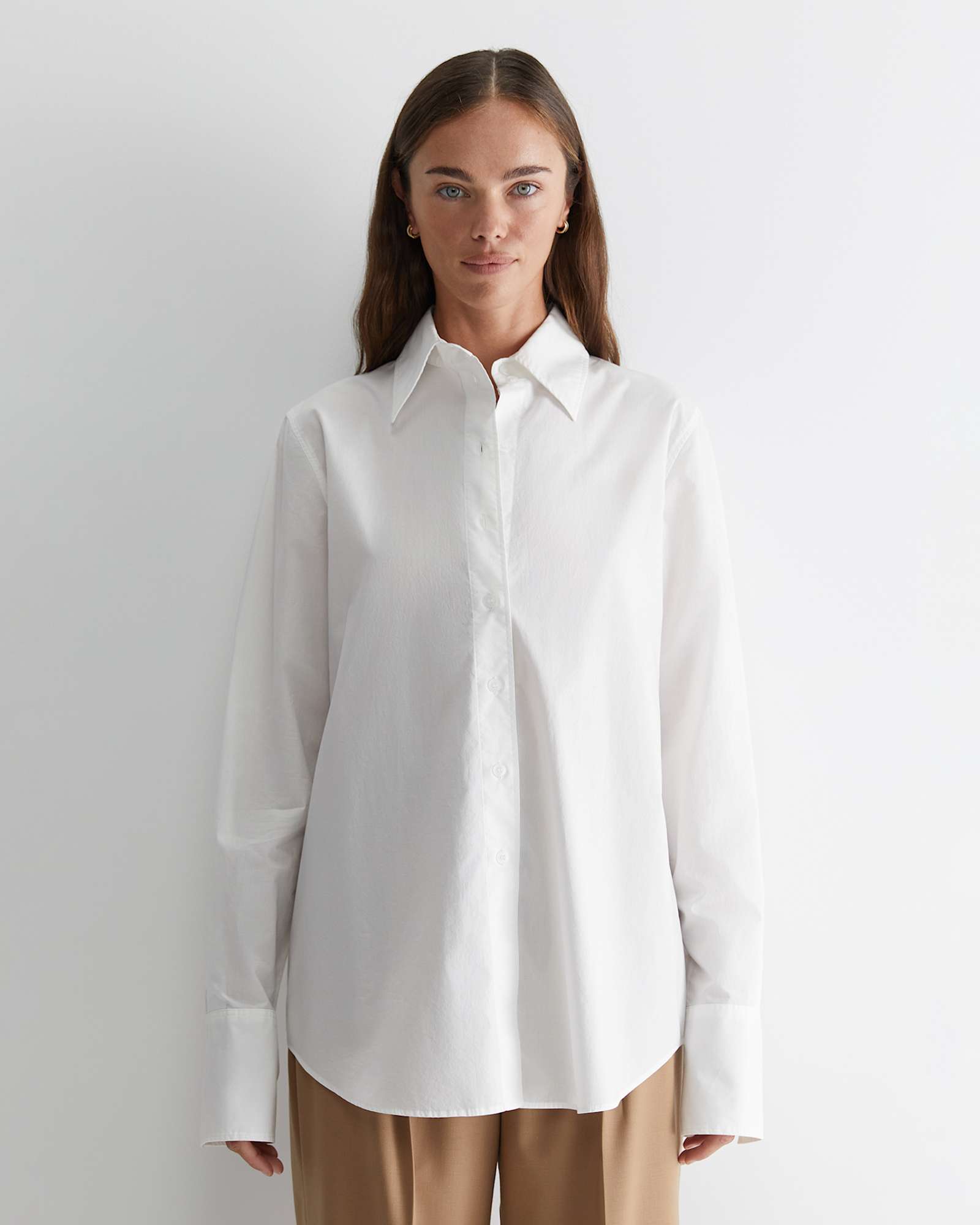 Portia Poplin Cotton Shirt in WHITE