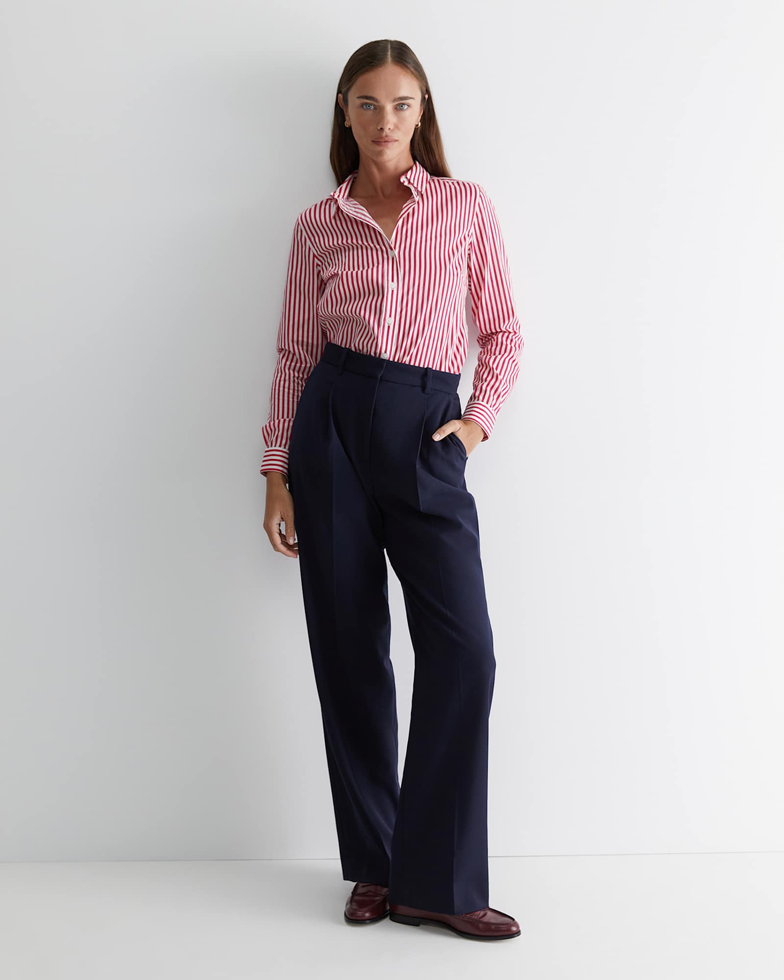 Stripe Lily Voile Shirt in PINK/WHITE