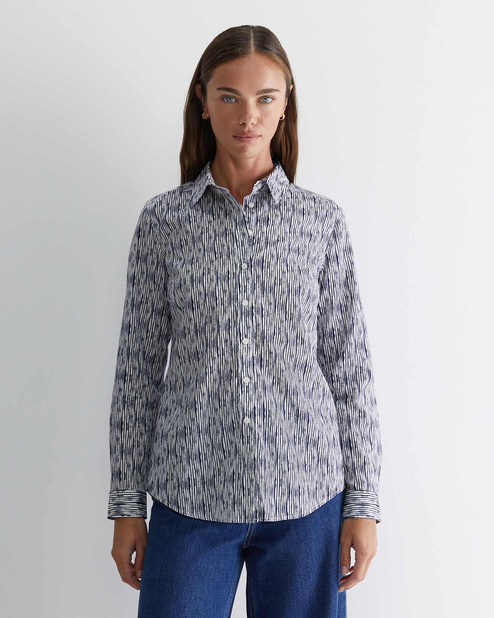 Maya Lily Voile Shirt in BLUE/WHITE