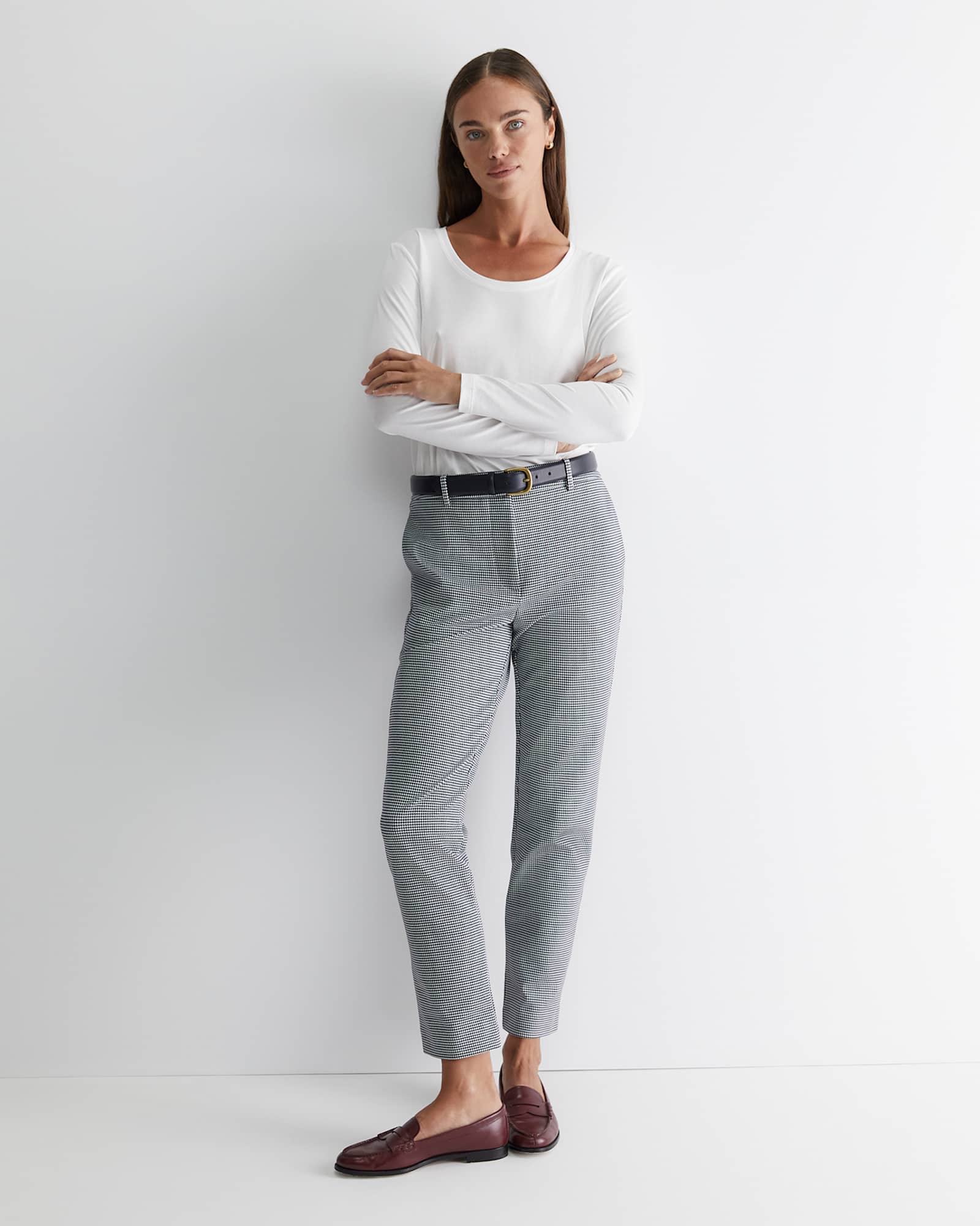 Evie Houndstooth Ponte Pant in BLACK MULTI