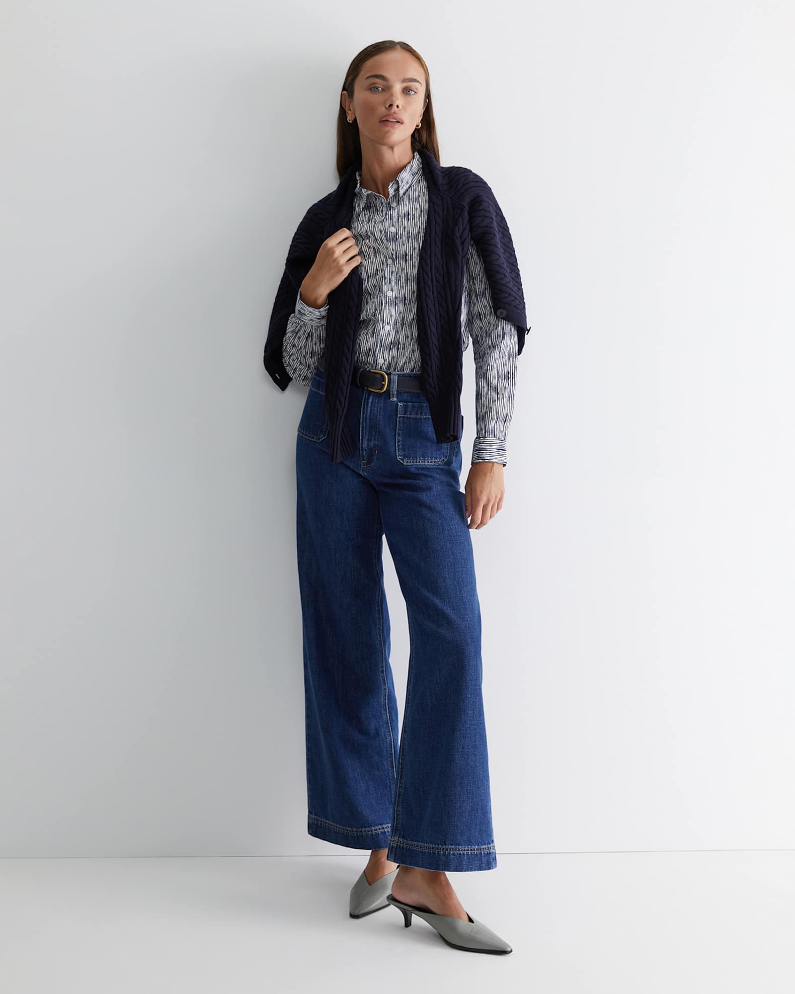 Maya Lily Voile Shirt in BLUE/WHITE