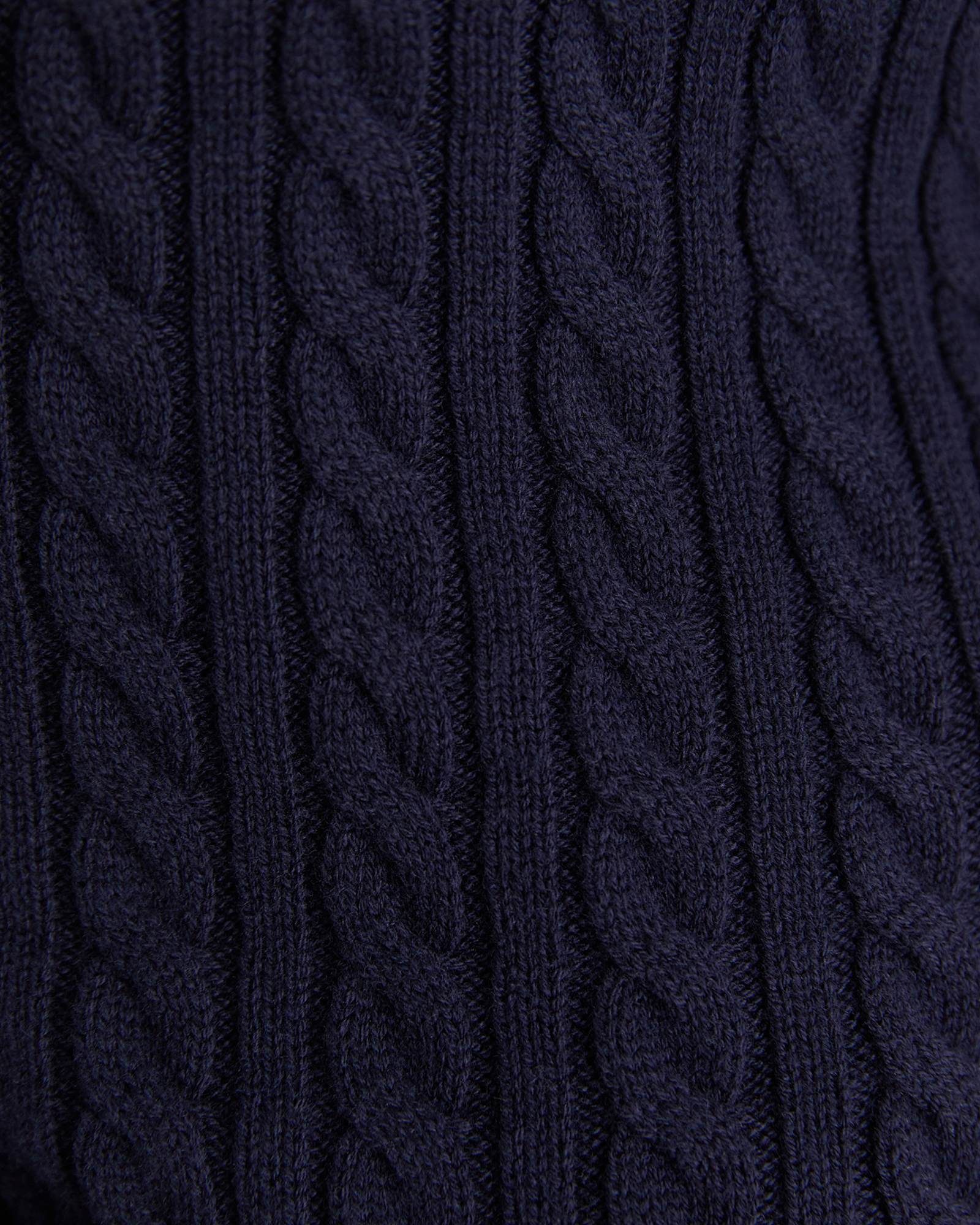 Cable Merino Cotton Cardigan in NAVY