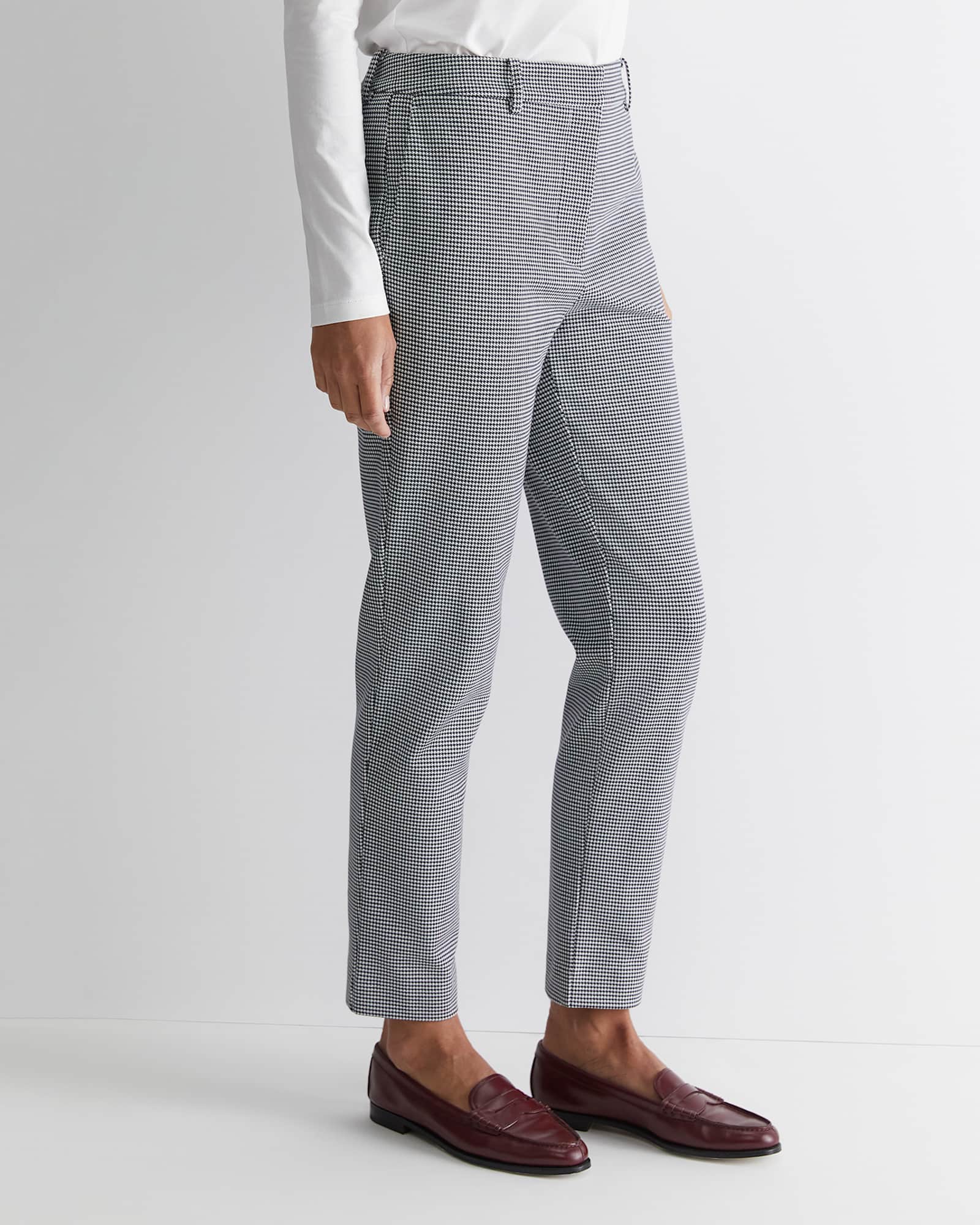Evie Houndstooth Ponte Pant in BLACK MULTI