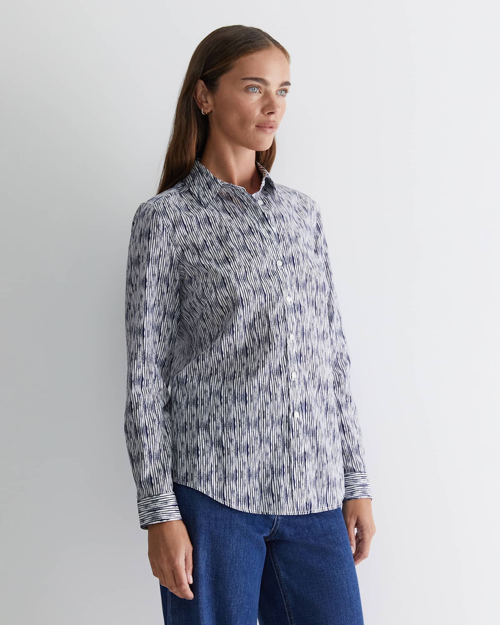 Maya Lily Voile Shirt in BLUE/WHITE