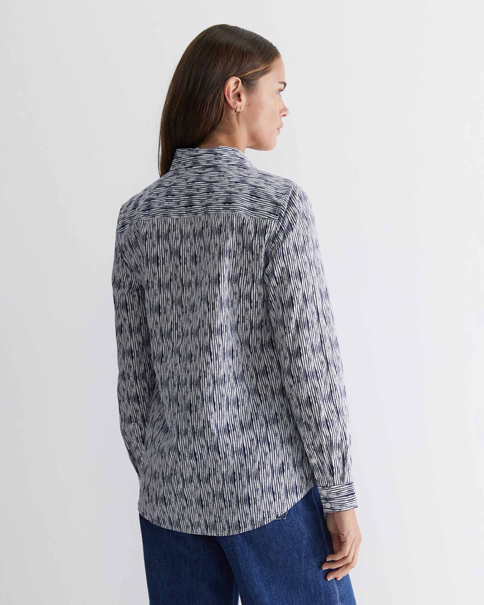 Maya Lily Voile Shirt in BLUE/WHITE