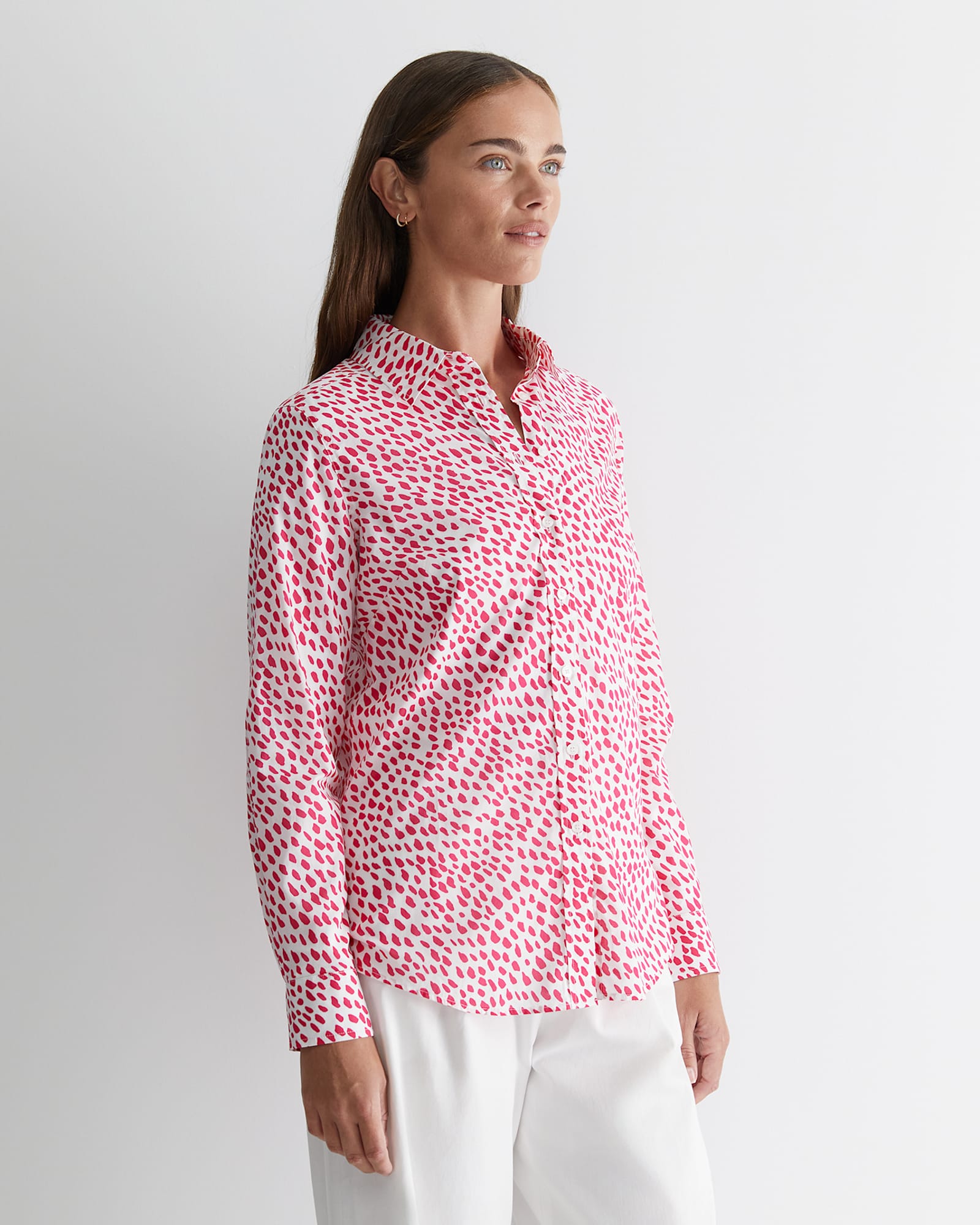 Dashed Lily Voile Shirt in WHITE/PINK