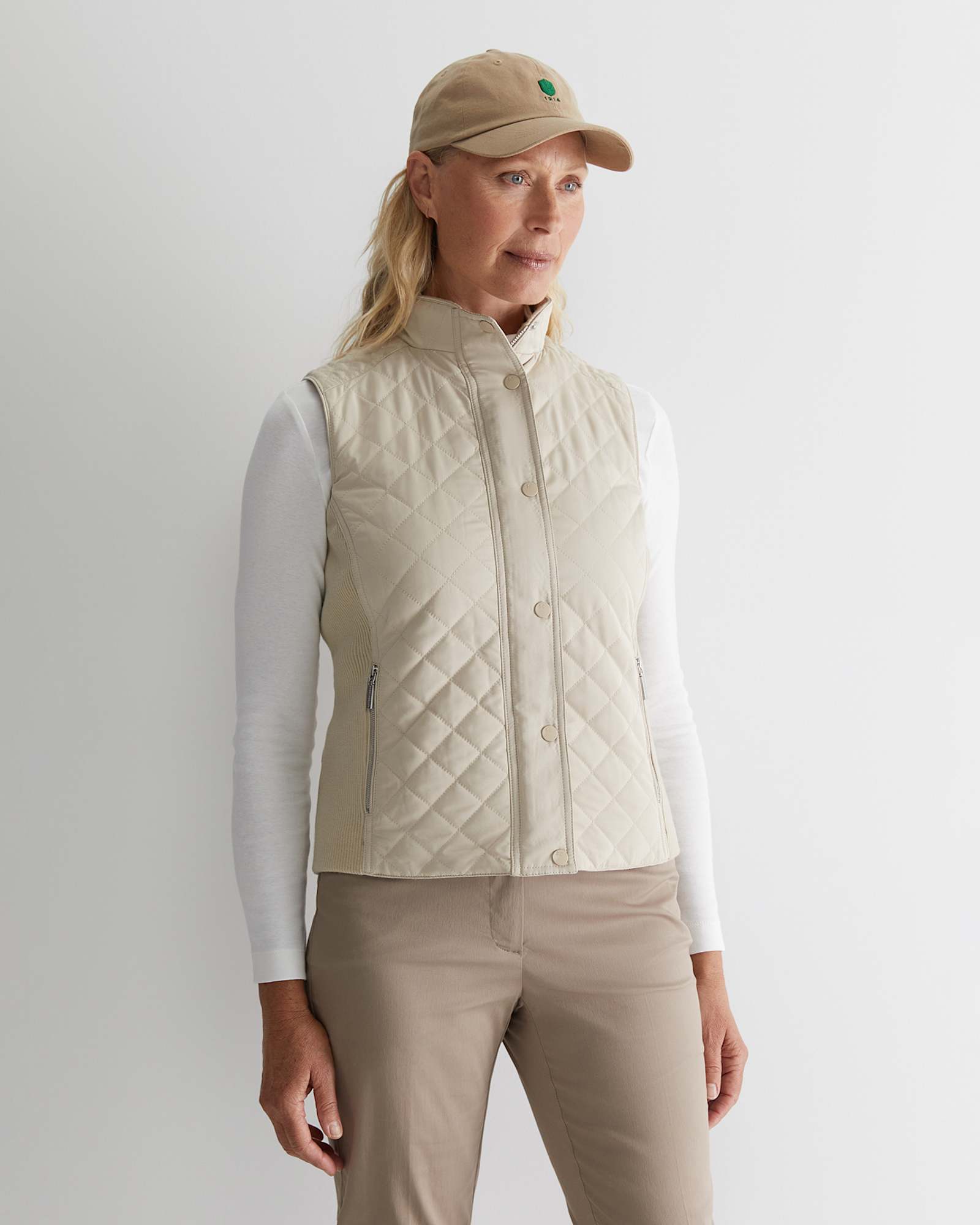 Vera Quilted Vest in STONE