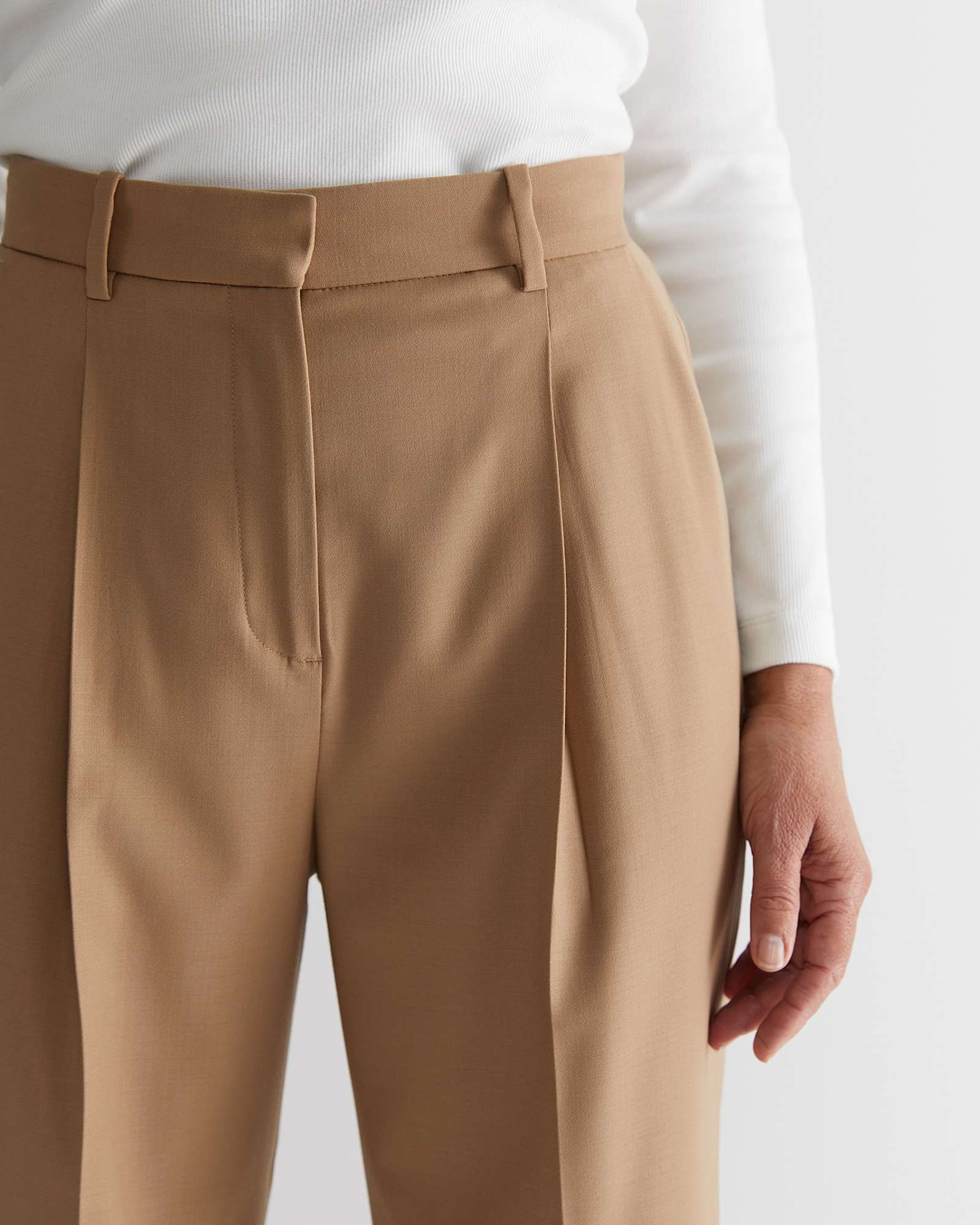 Bianca Pleat Pant in CAMEL