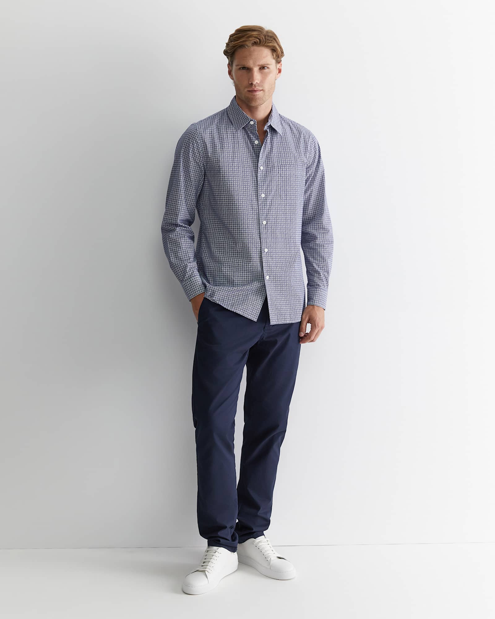 Claremont Print Shirt in BALL POINT BLUE