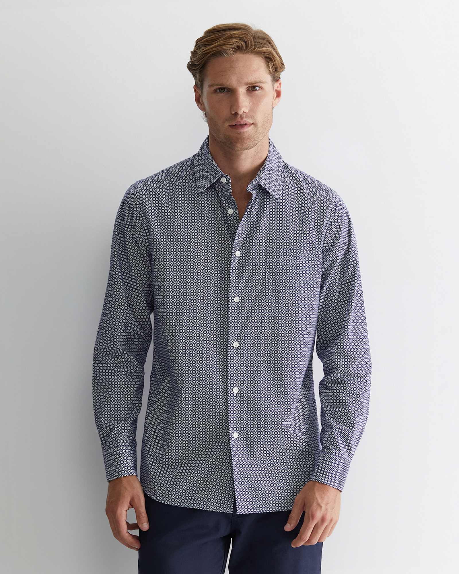 Claremont Print Shirt in BALL POINT BLUE
