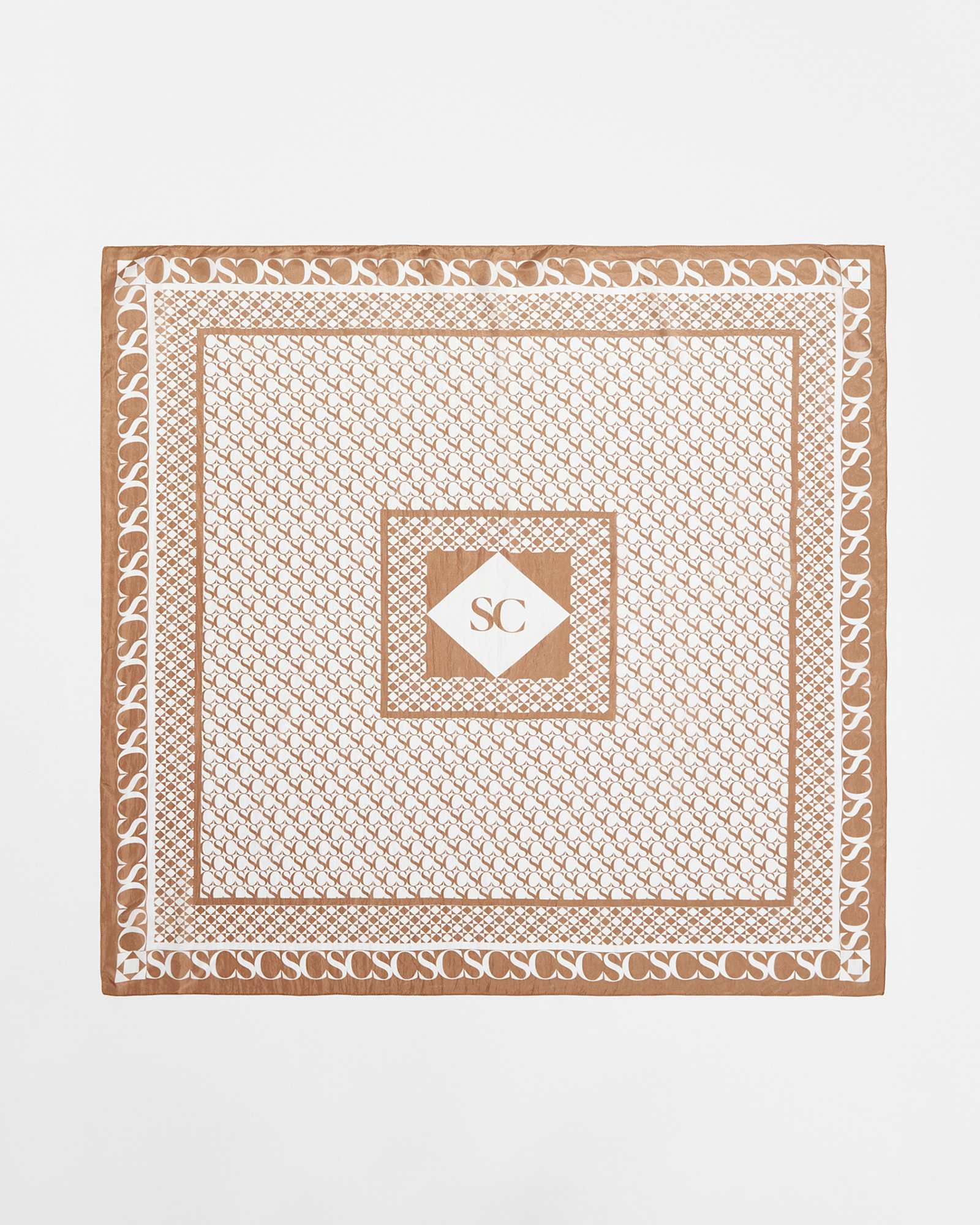 Logo Silk Scarf in TAN