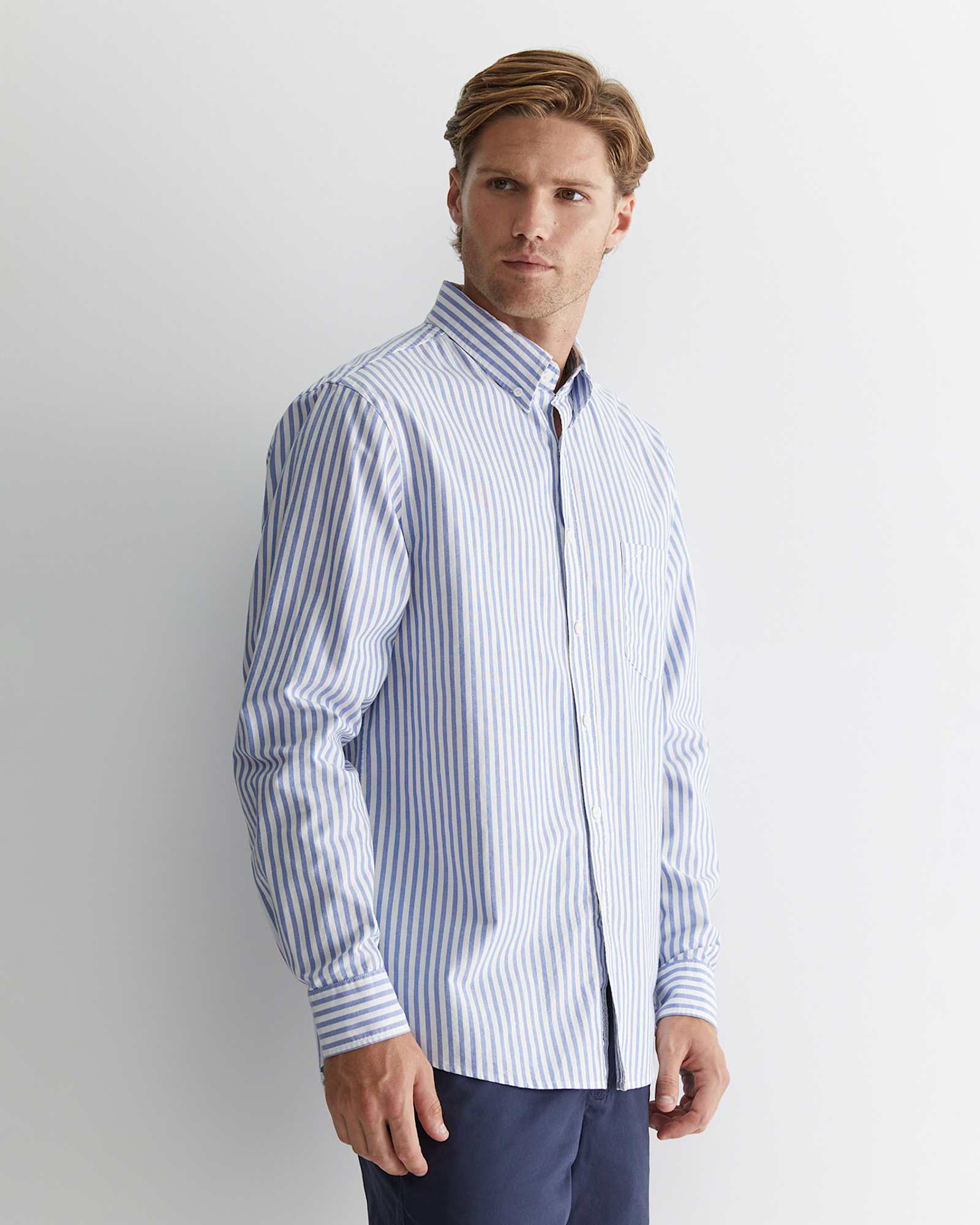 Oxford Stripe Long Sleeve Shirt in DUTCH BLUE