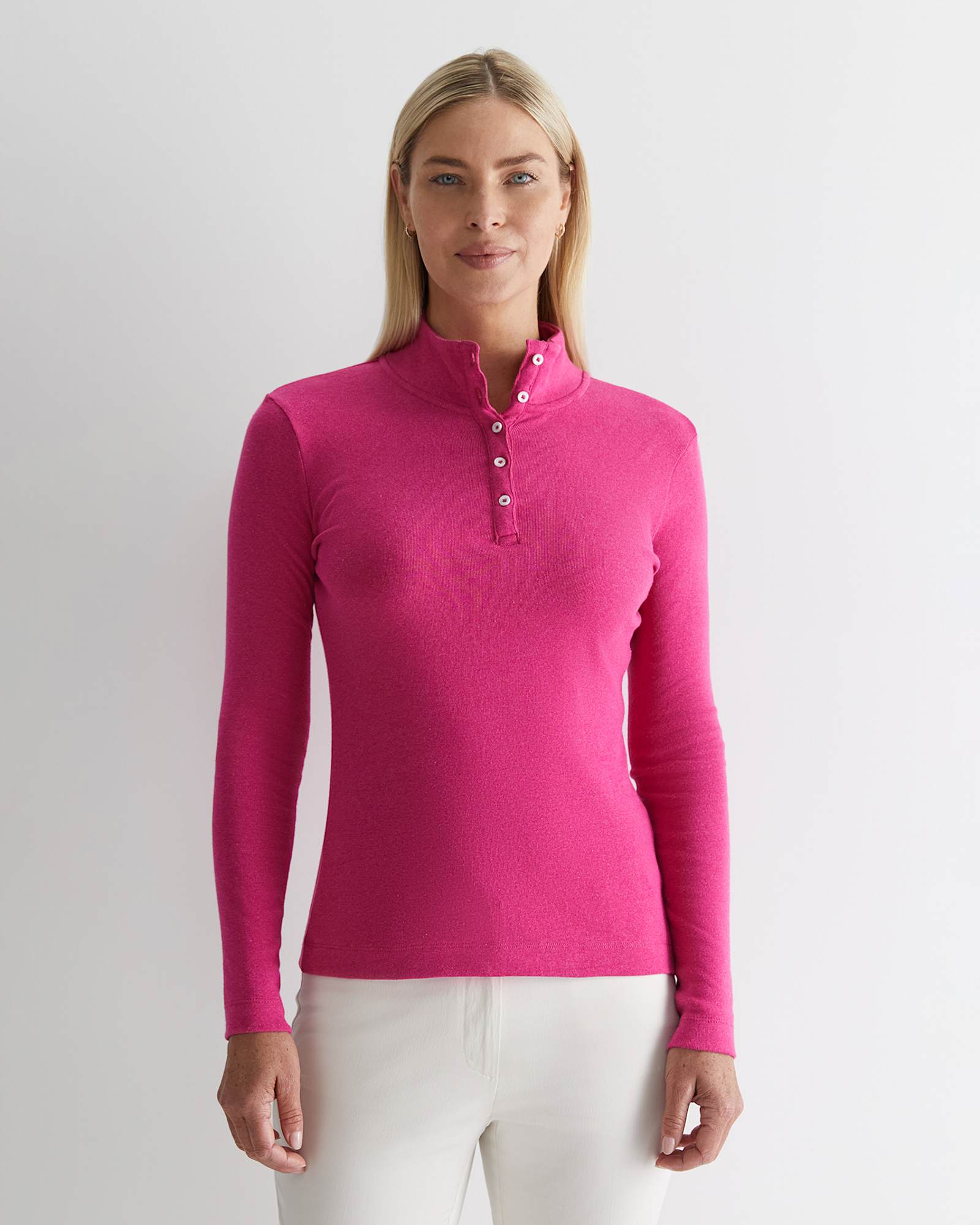 Lucy Funnel Neck Top in PINK MELANGE