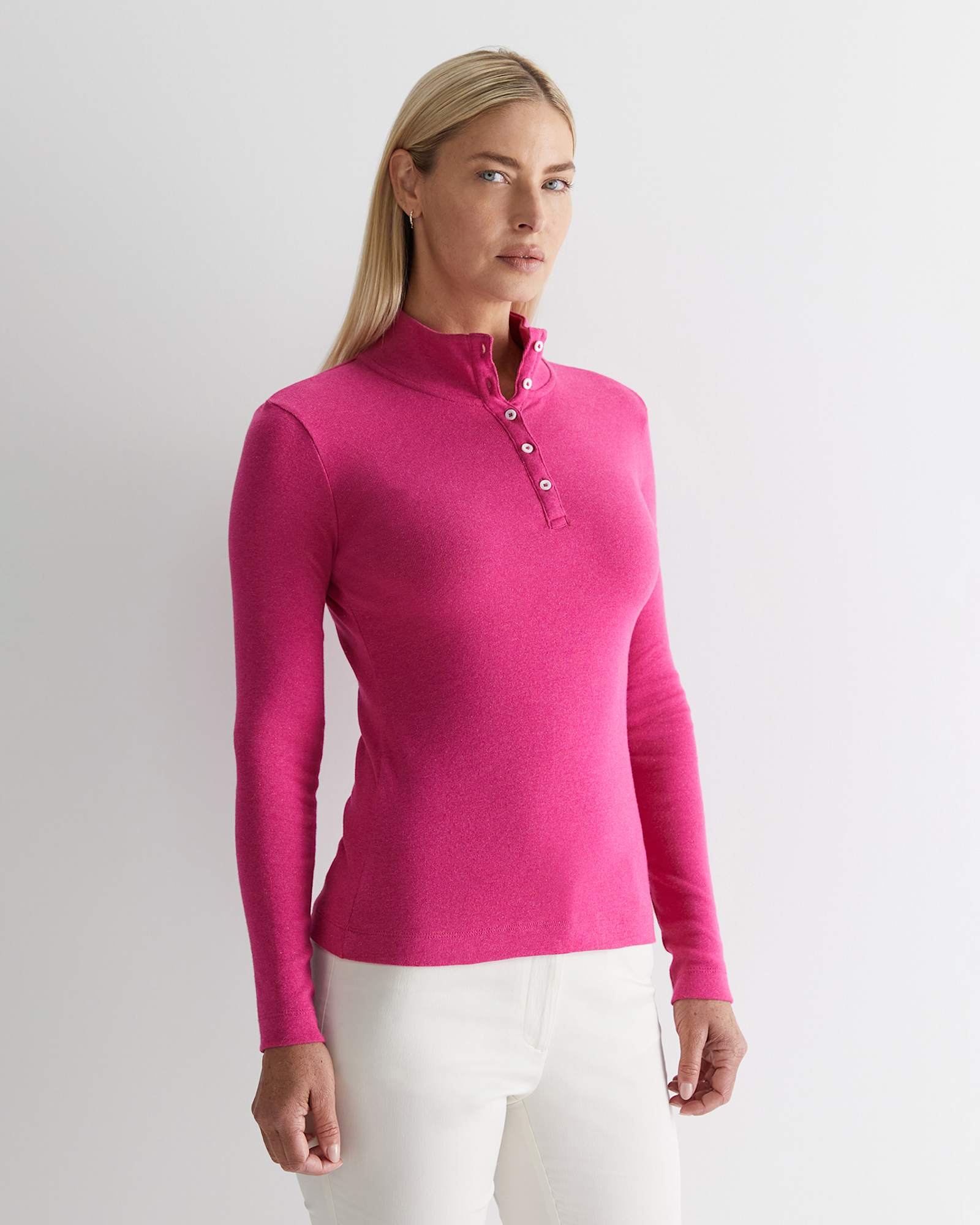 Lucy Funnel Neck Top in PINK MELANGE