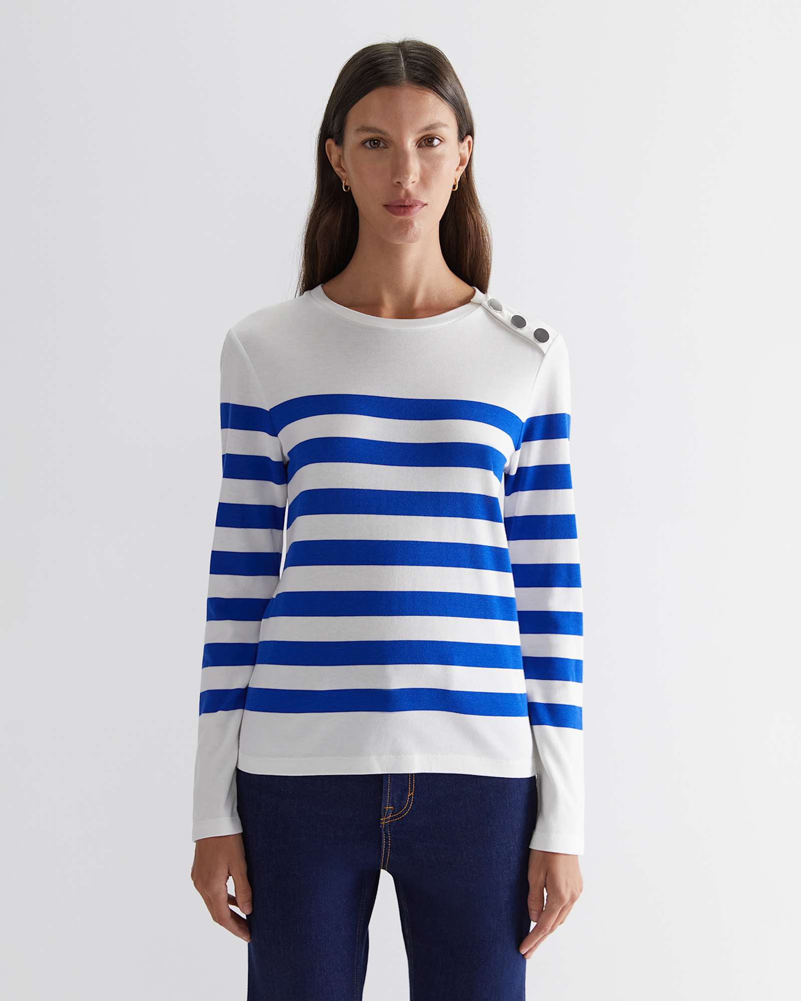 Britta Stripe Tee in BLUE/WHITE