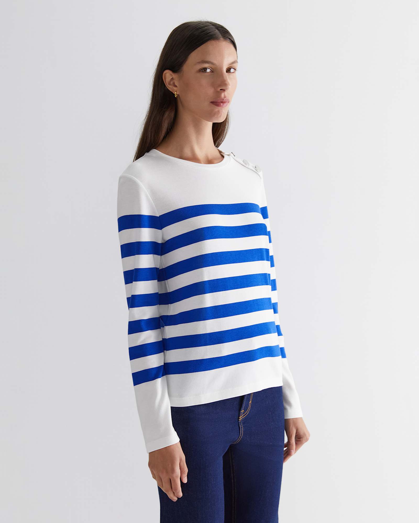 Britta Stripe Tee in BLUE/WHITE
