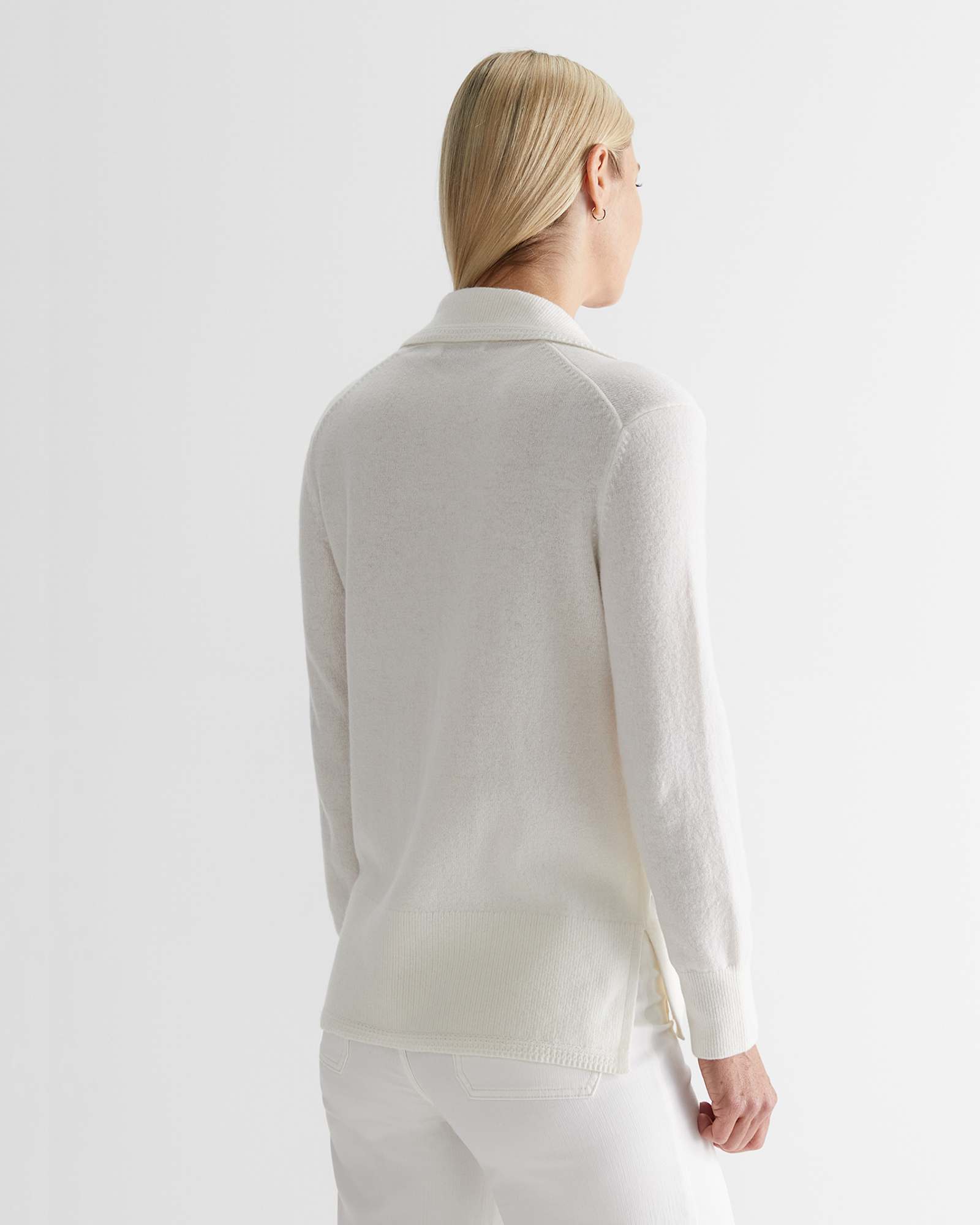 Sunshine Crochet Edge Sweater in WINTER WHITE