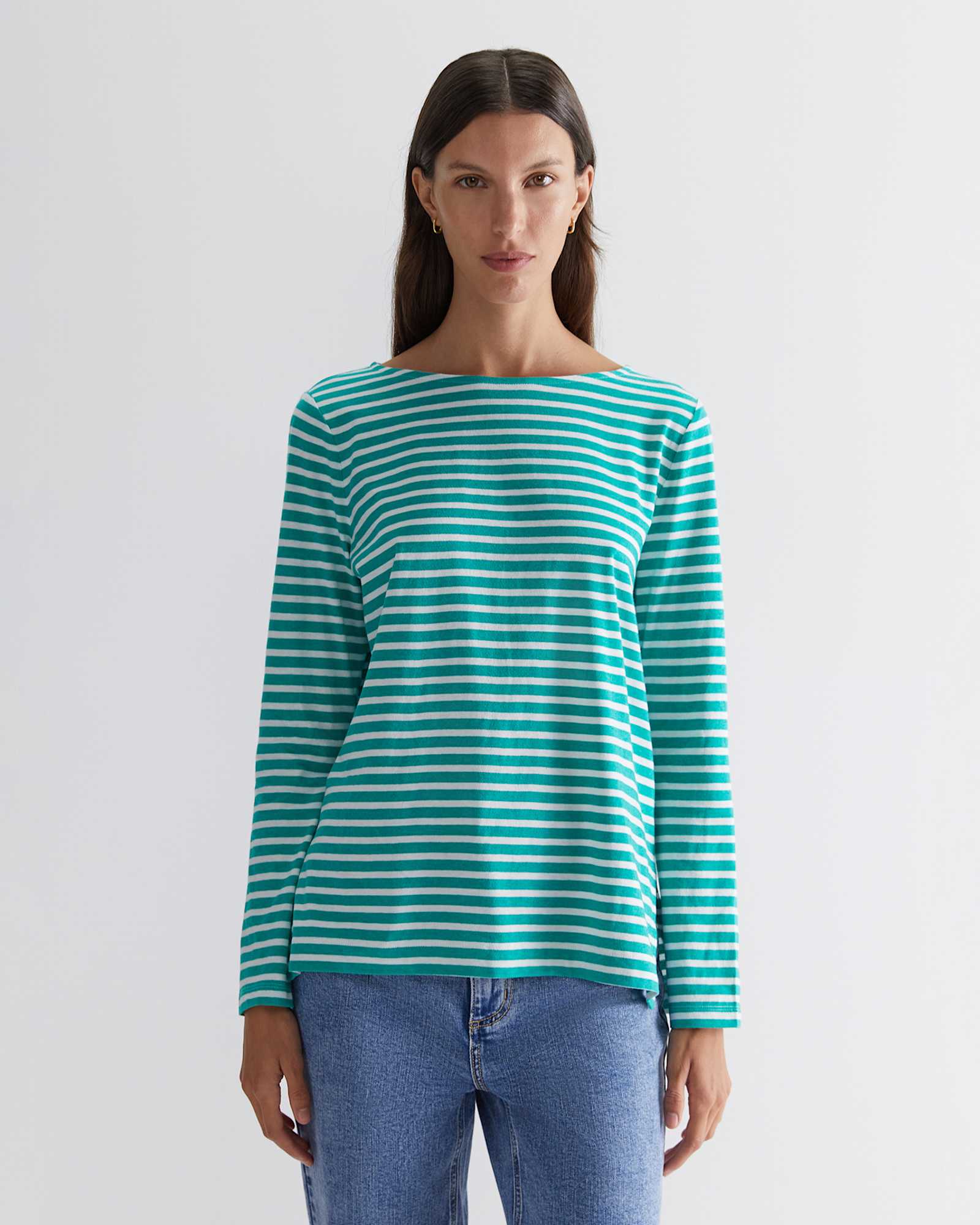 Melange Stripe Tee in GREEN MELANGE