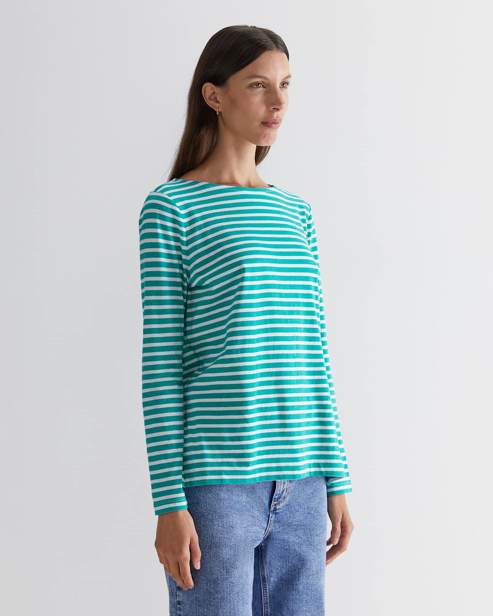 Melange Stripe Tee in GREEN MELANGE
