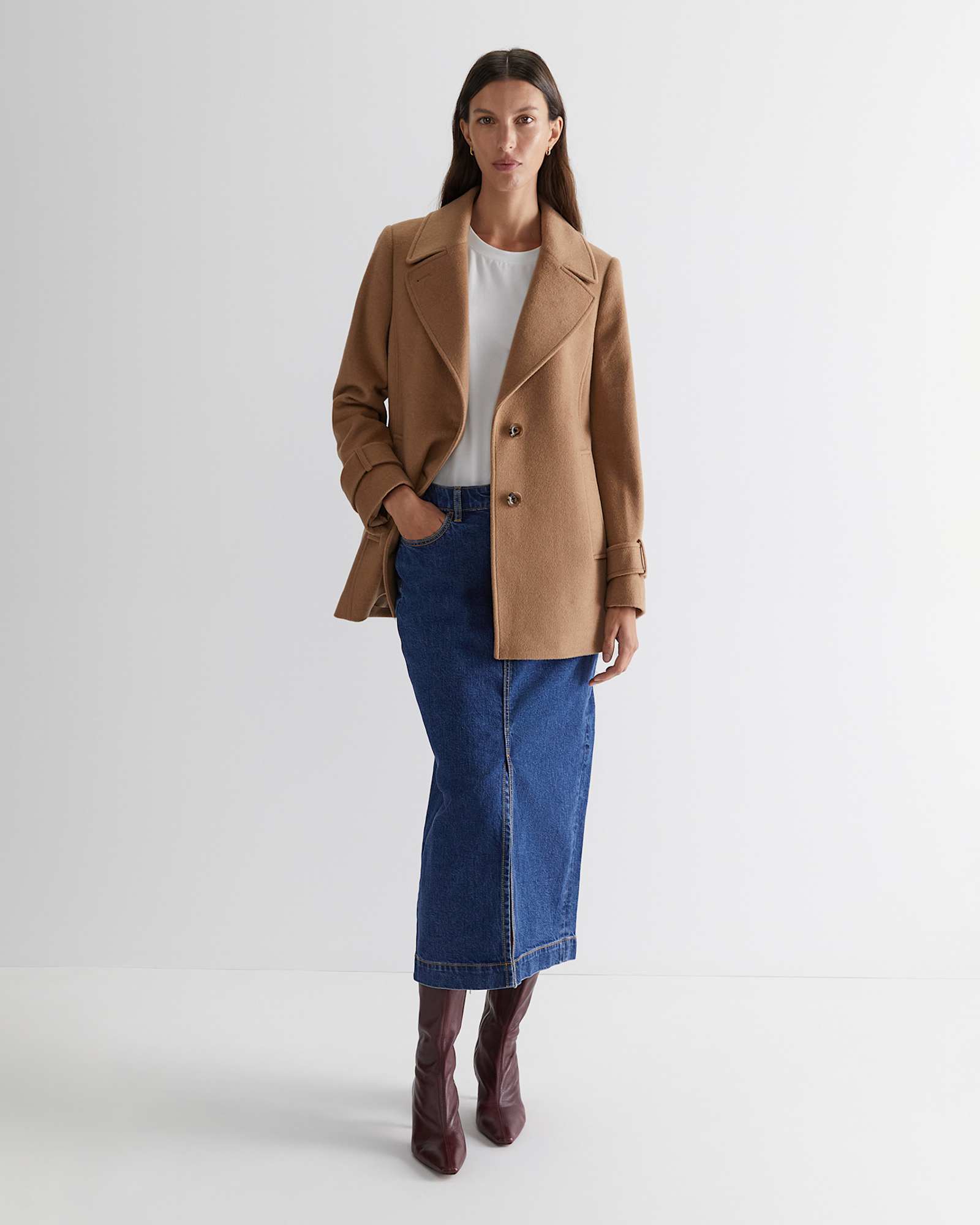 Gabi Denim Midi Skirt in HERITAGE BLUE