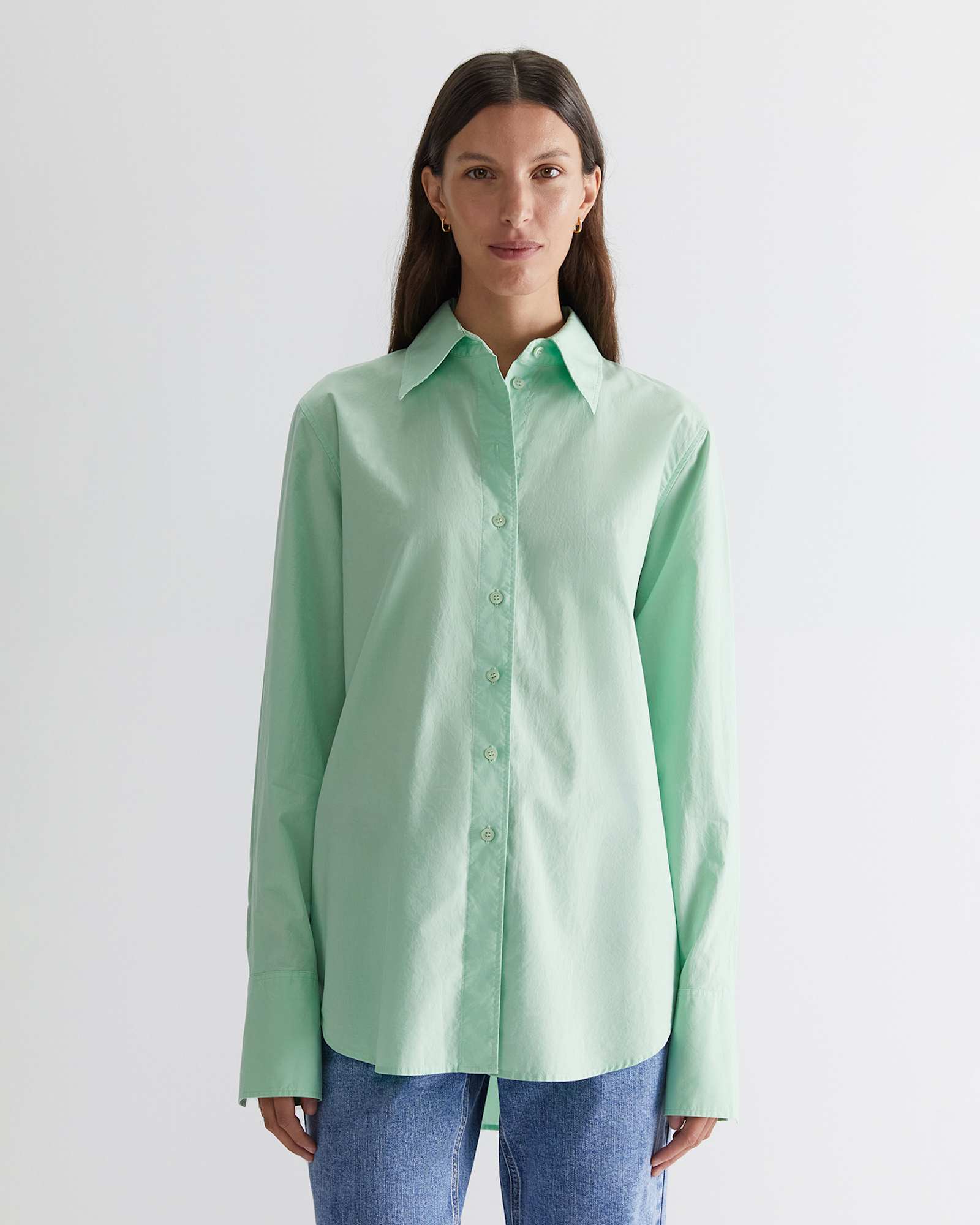 Portia Poplin Cotton Shirt in MINT